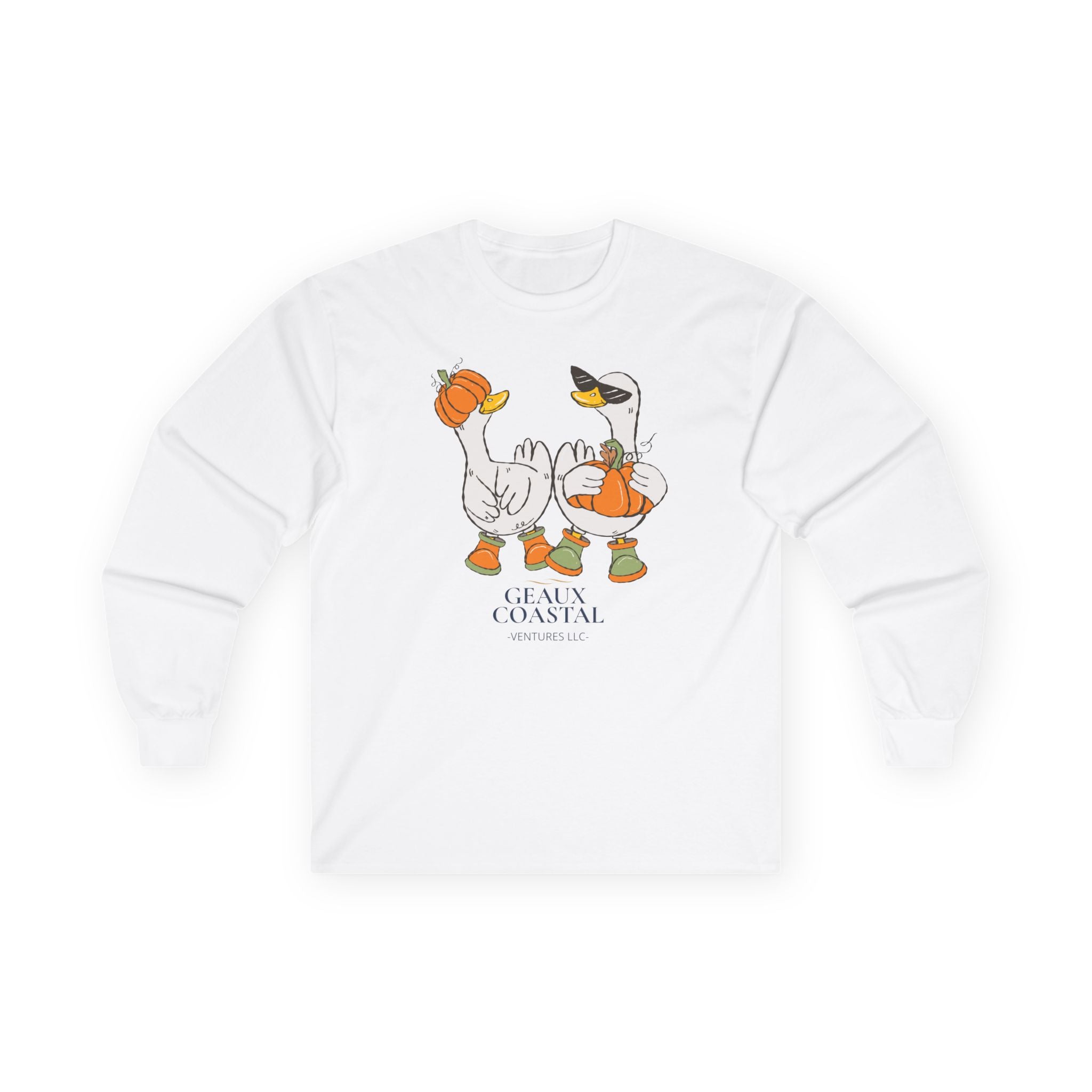 Woman Ultra Cotton Long Sleeve Tee - Cute Ducks - Fall