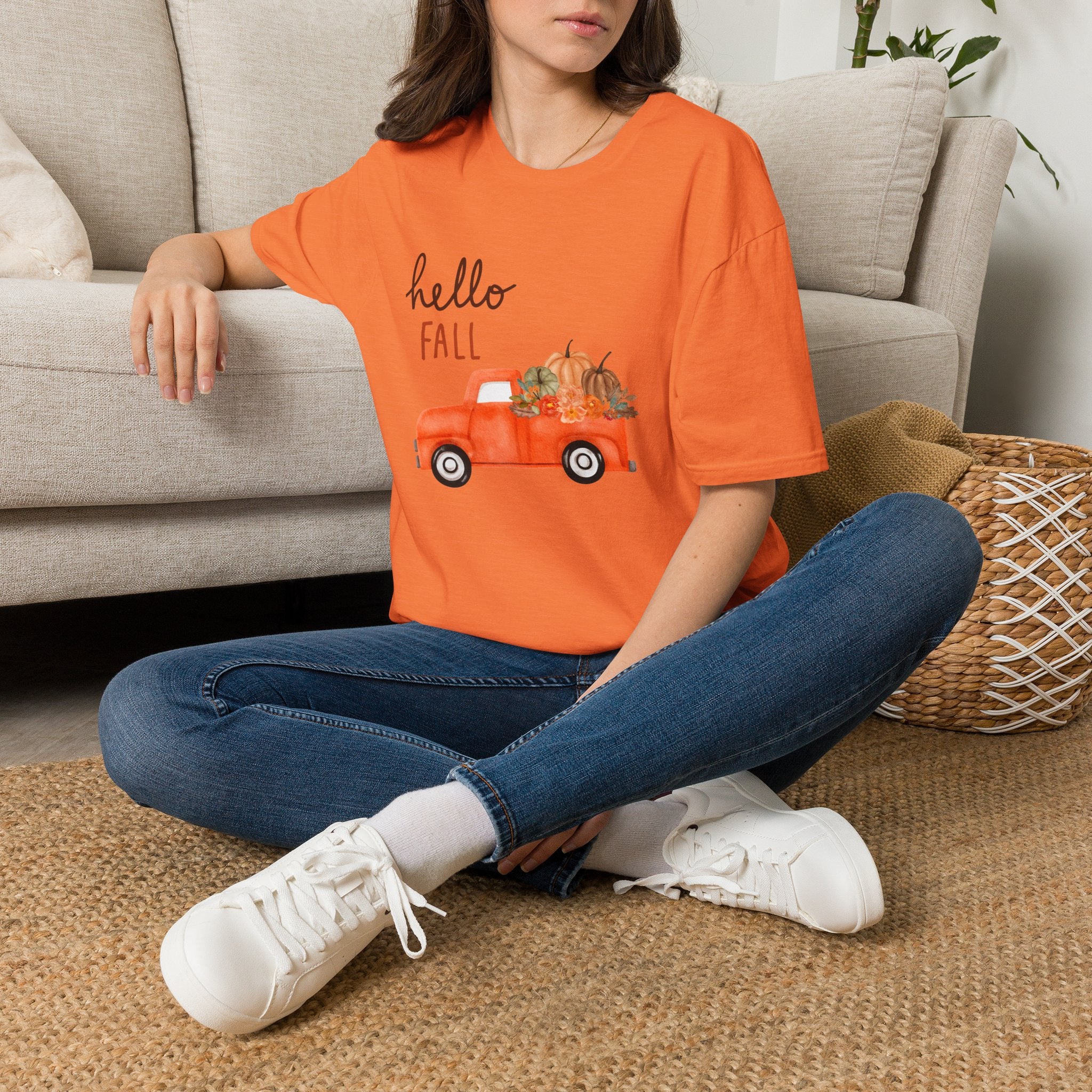 Woman Soft Relaxed Tee -  Hello Fall - Cute - Truck