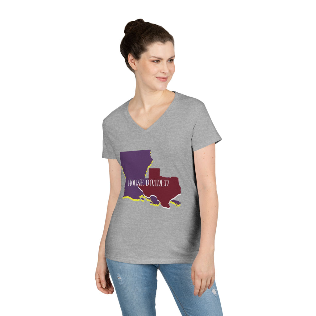 Ladies' V-Neck Tee Fitted - "Aggies" "LSU" "House Divided"