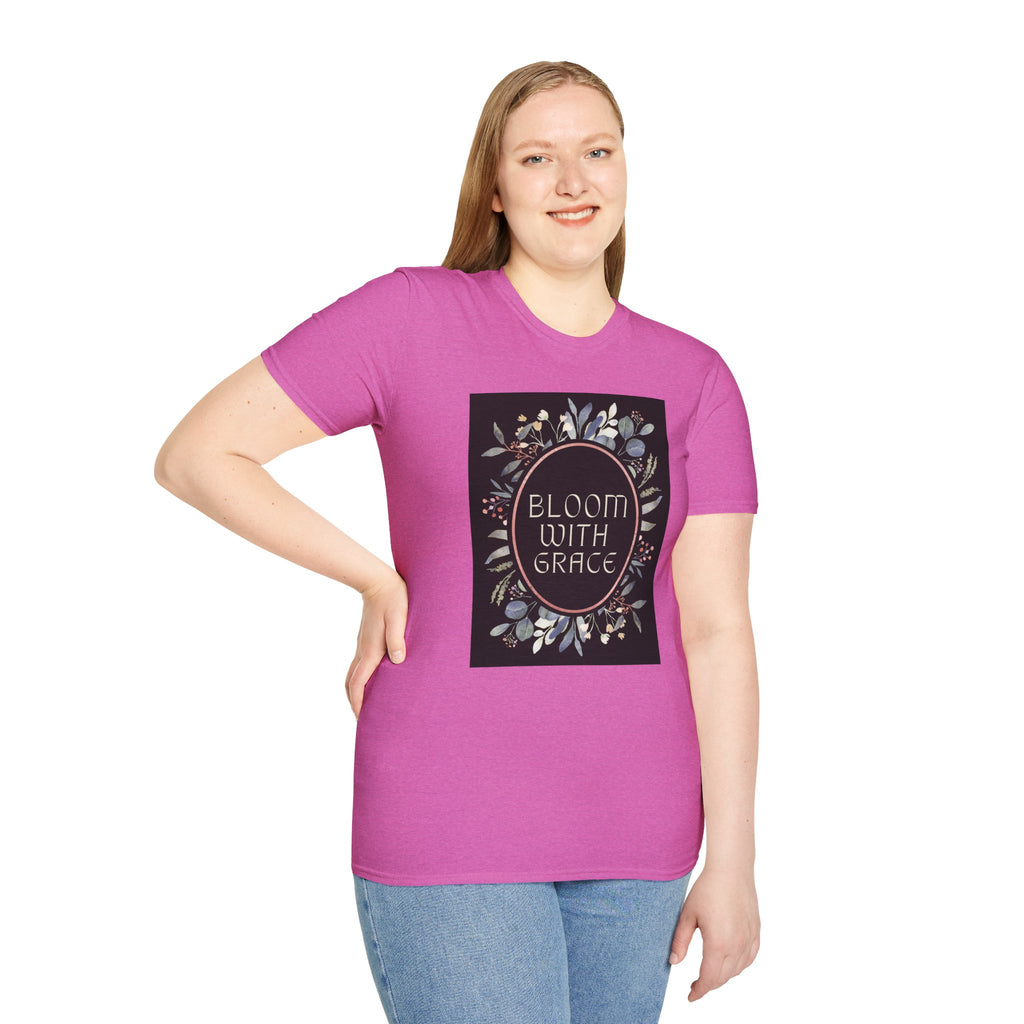 Women's Relaxed Tee - Bloom with Grace Back flowers