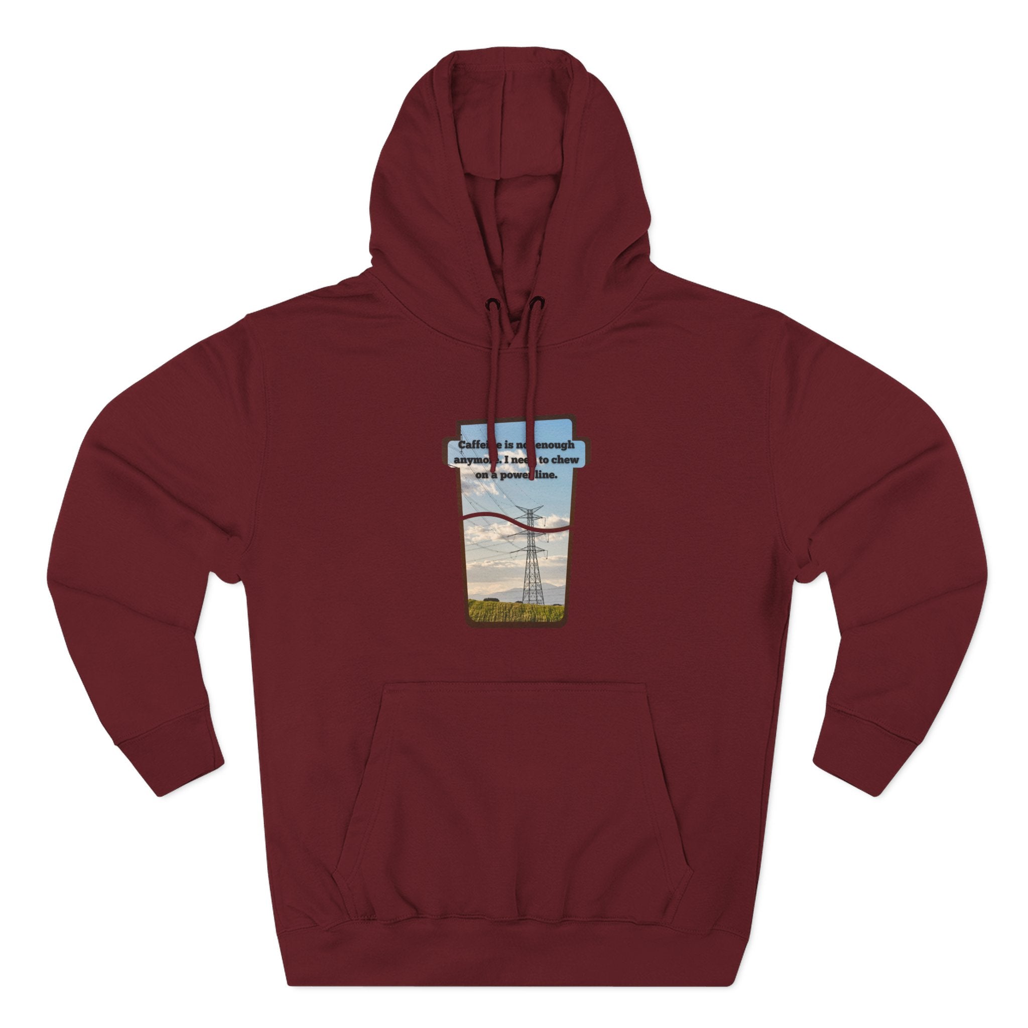 Soft Regular fit Hoodie - Men and Women - Coffee and power lines