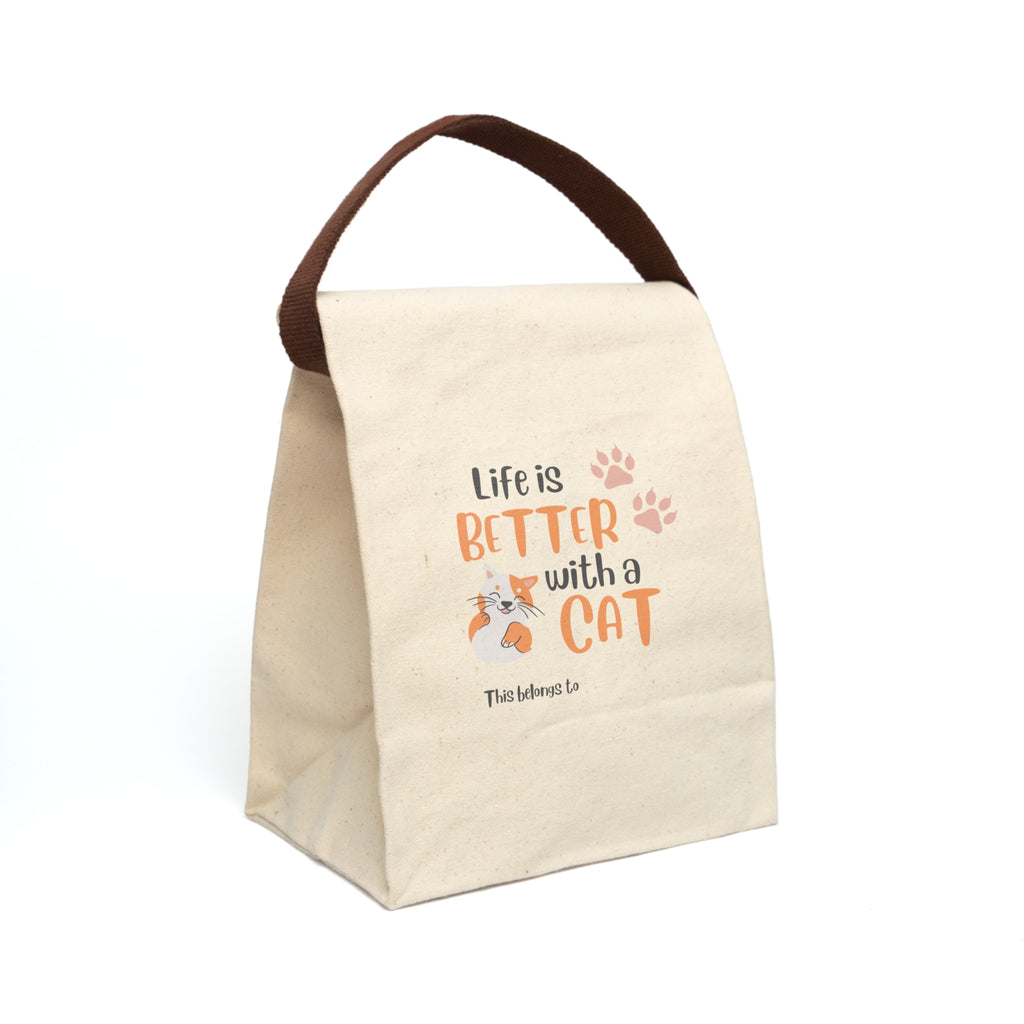 Canvas Lunch Bag With Strap - Life with a Cat