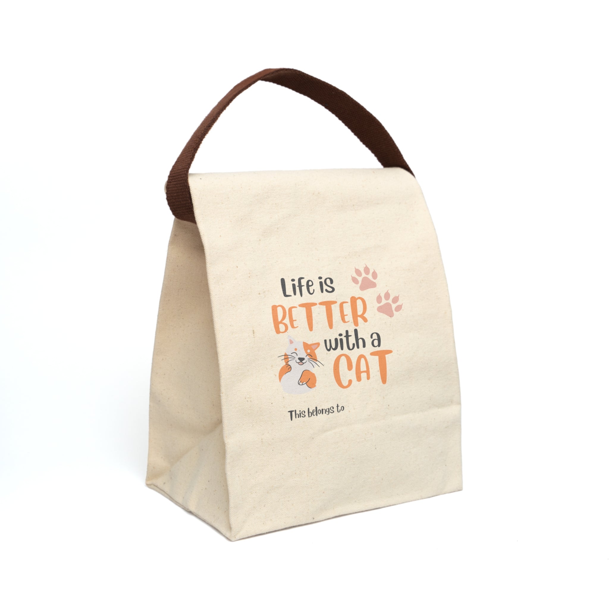 Canvas Lunch Bag With Strap - Life with a Cat