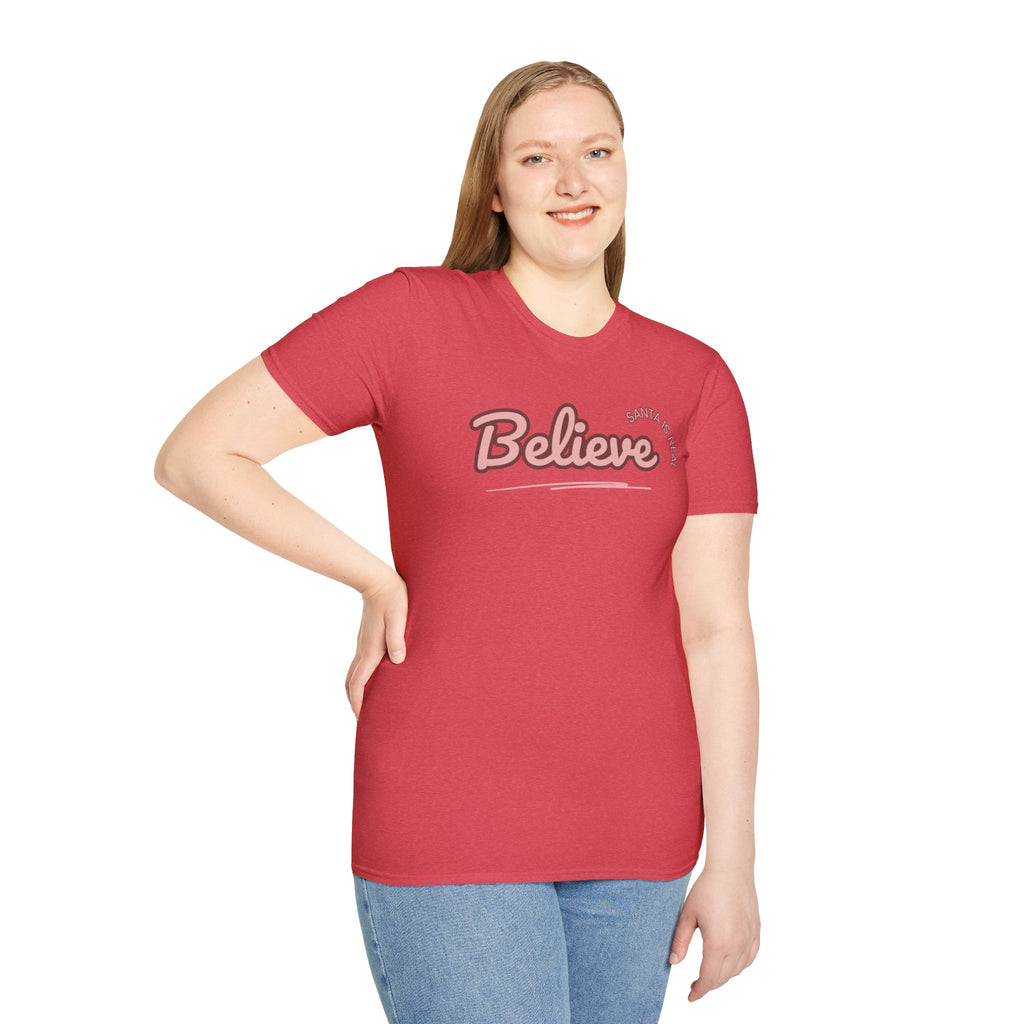 Ladies  Soft Tee - Relaxed Fit "Christmas "  "Believe"   "Santa"