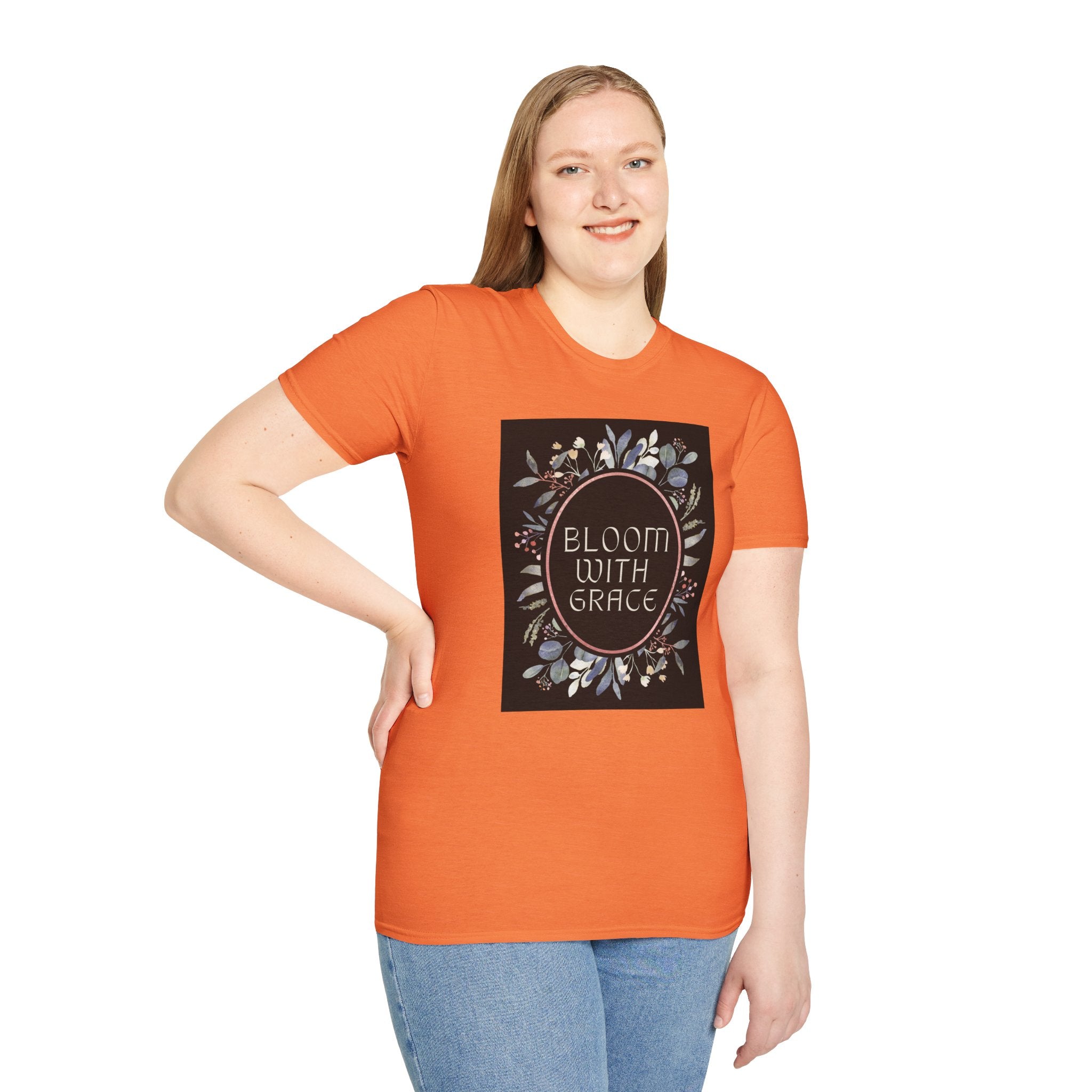 Women's Relaxed Tee - Bloom with Grace Back flowers