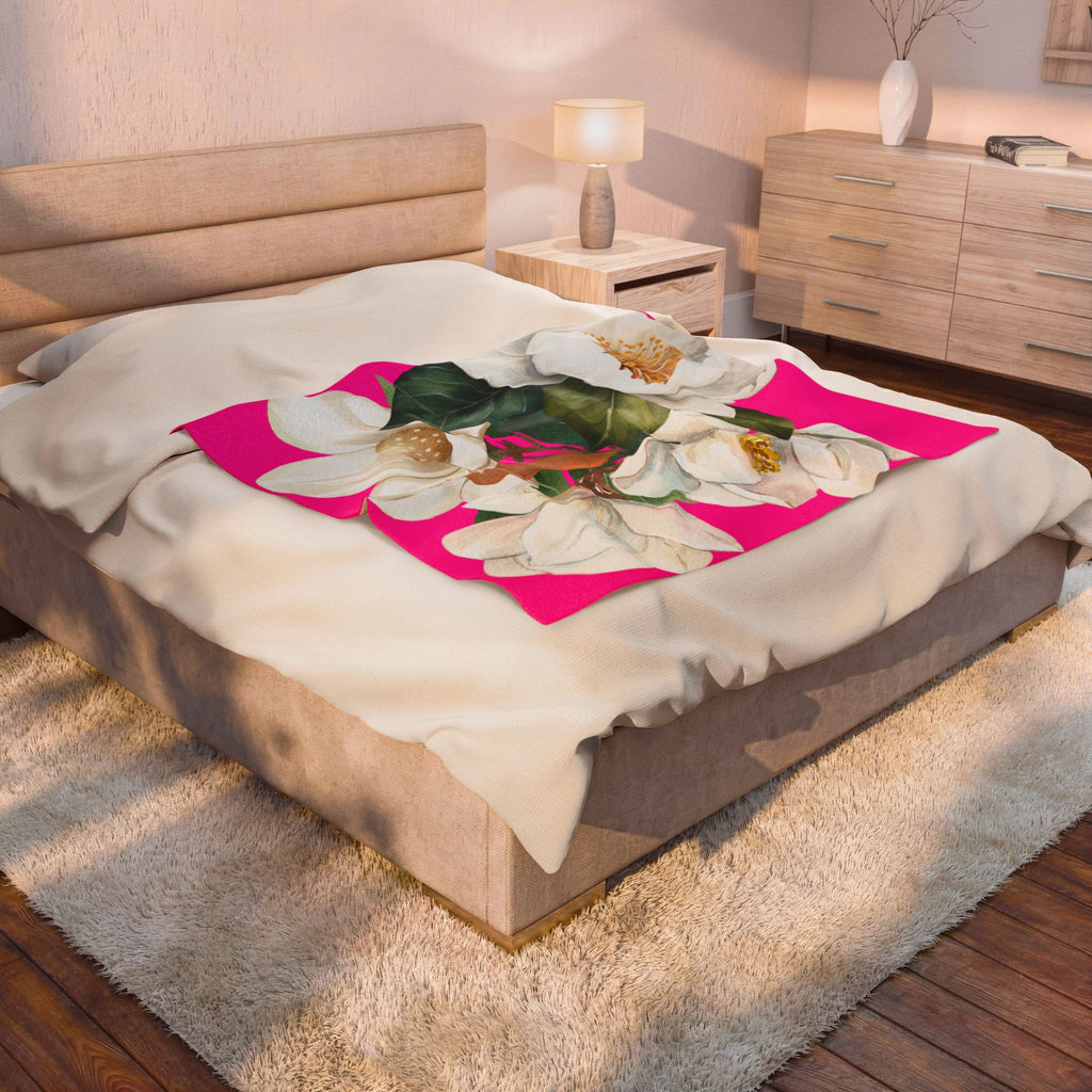 Soft Plush Blanket - Pink Flowers