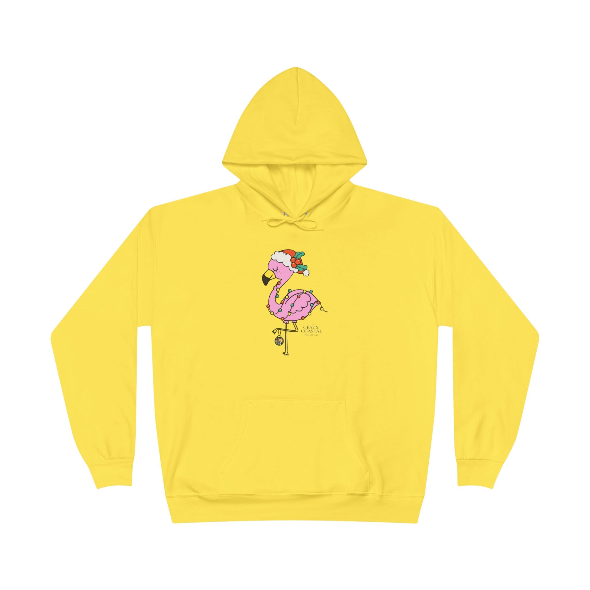 Ladies Pullover Hoodie Sweatshirt - Flamingo Cute Christmas Cheer - Regular Fit