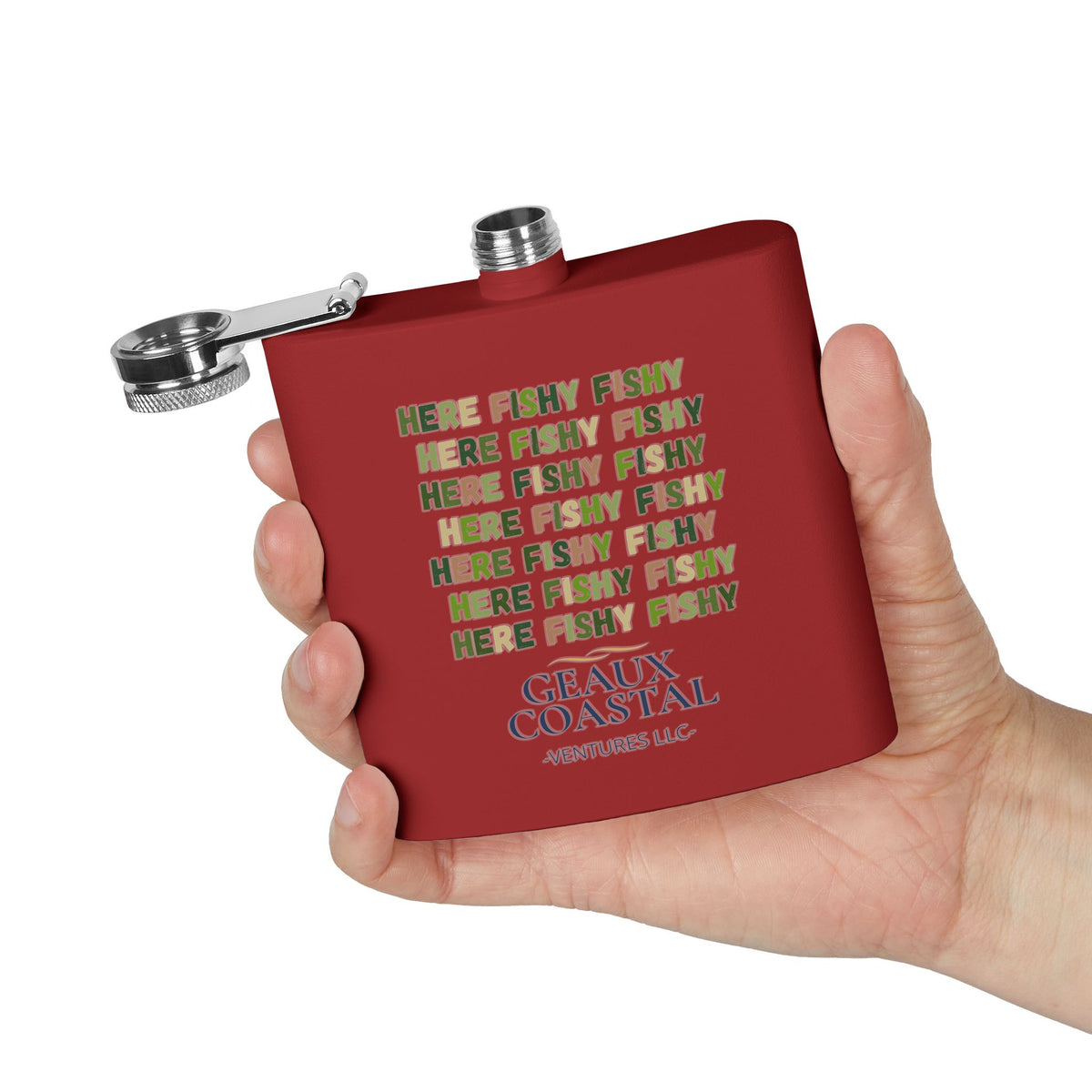 Stainless Steel Flask, 6oz - Camo Here Fishy Fishy - Boy *Camo*