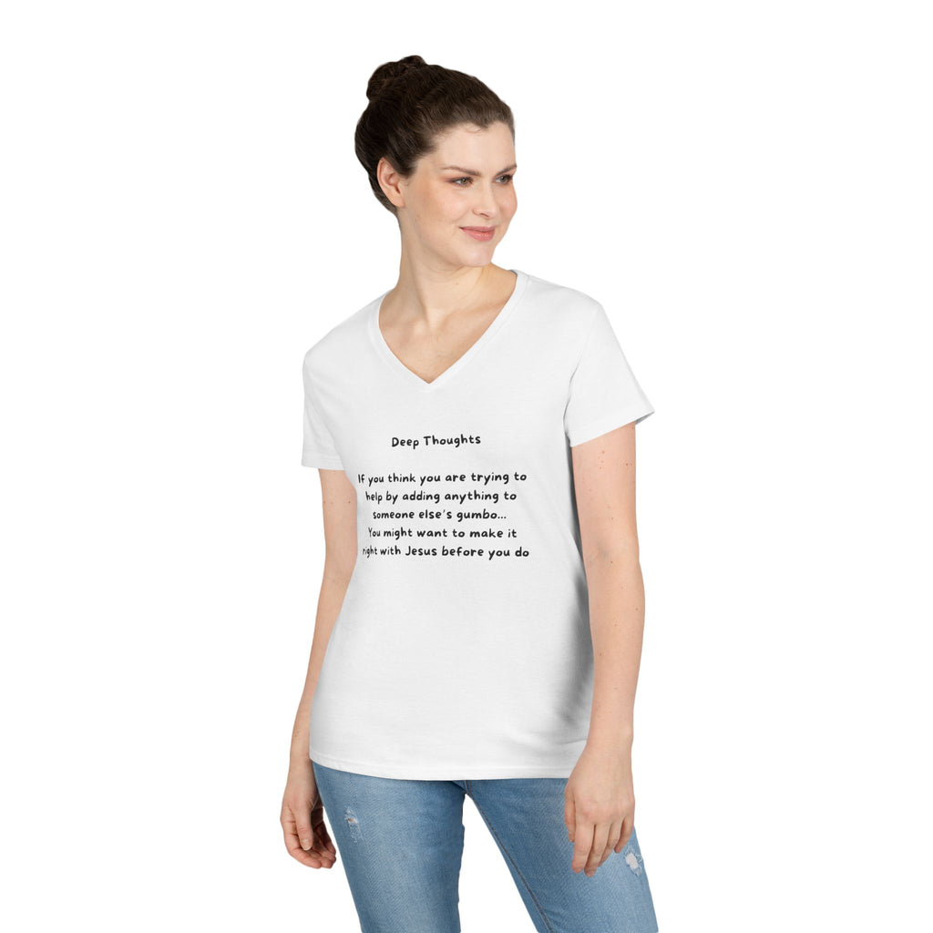 Ladies' V-Neck  Fitted Slim Tee - "Gumbo"