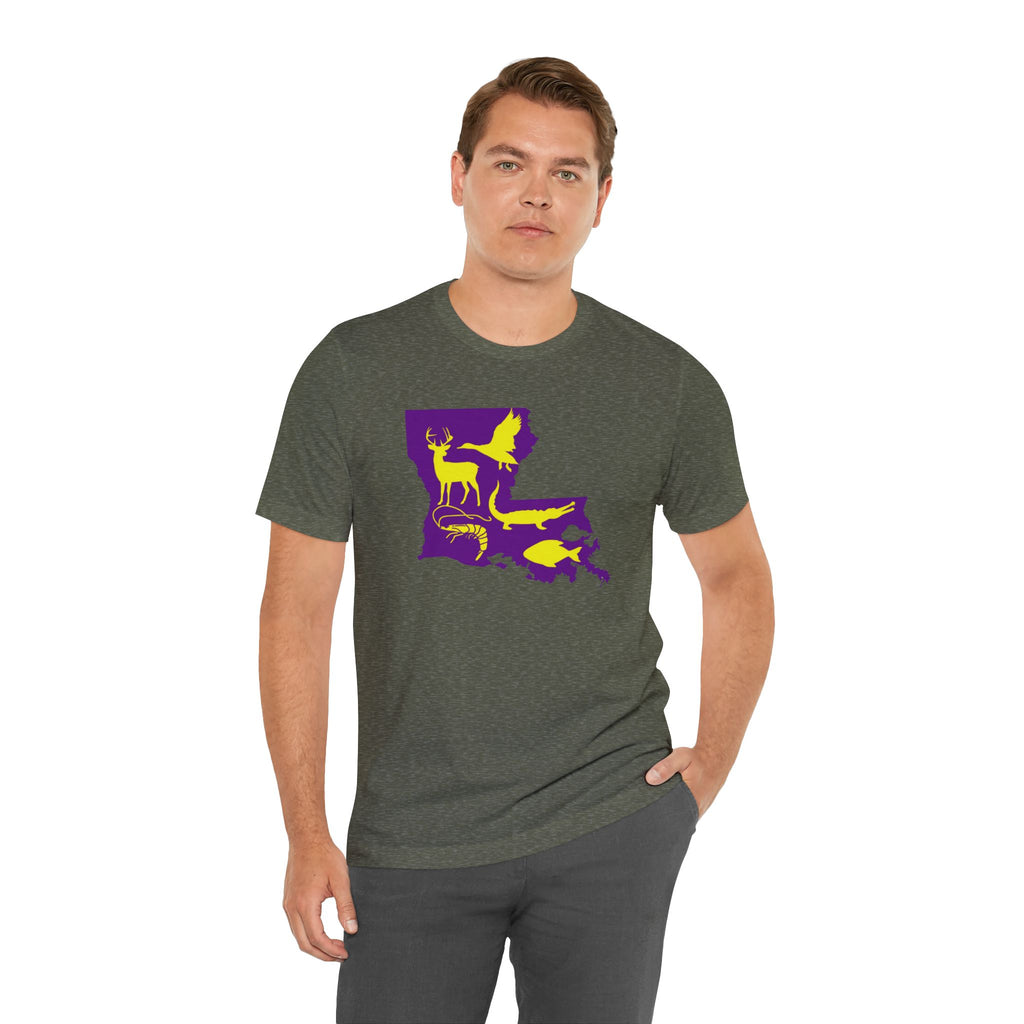 Mens Ultra Soft Jersey Short Sleeve Tee - Hunting Louisiana