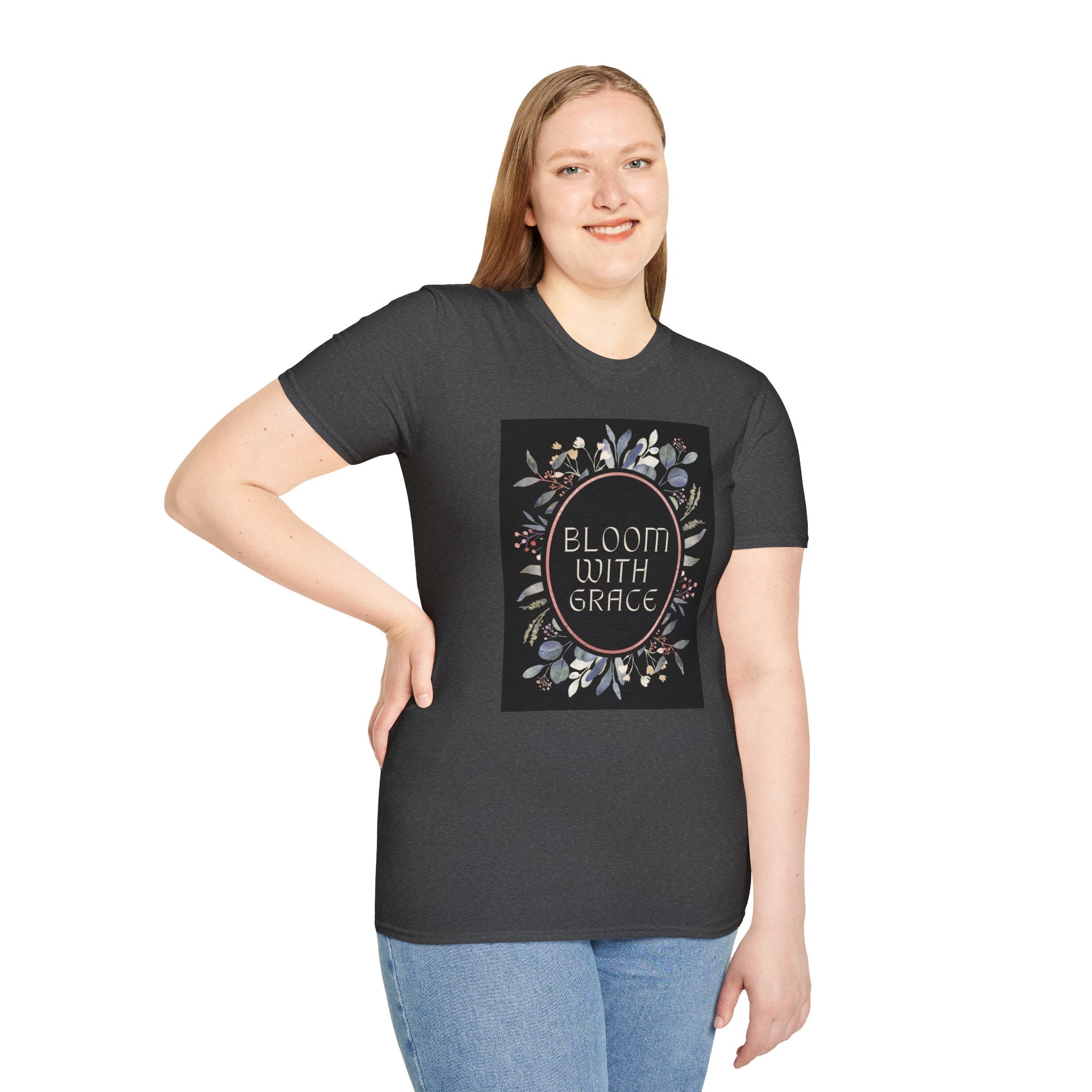 Women's Relaxed Tee - Bloom with Grace Back flowers
