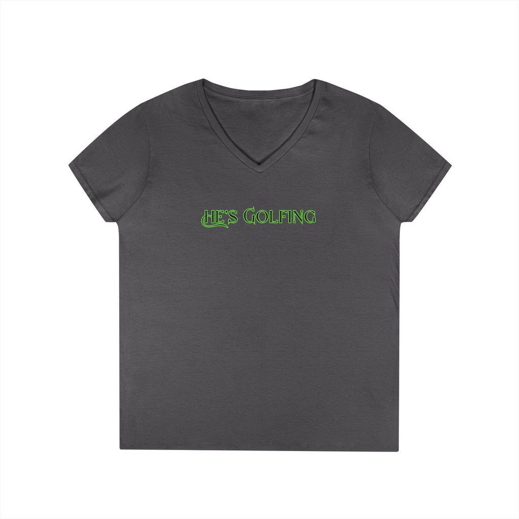 Ladies' V-Neck T-Shirt - Fitted - He's Golfing Soft Tee