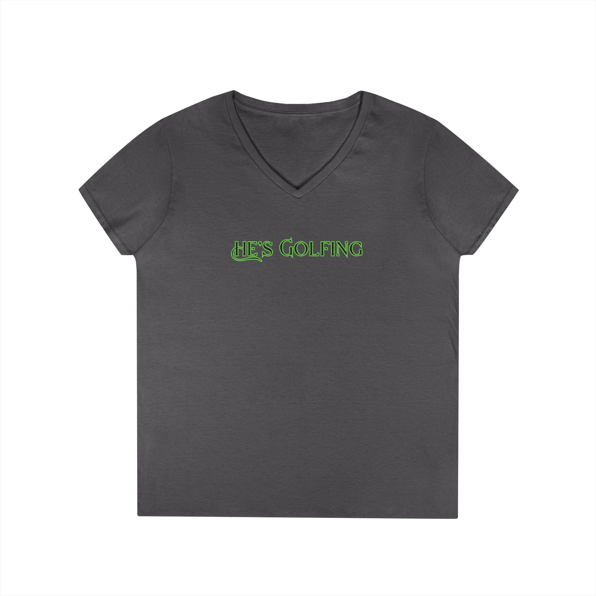 Ladies' V-Neck T-Shirt - Fitted - He's Golfing Soft Tee