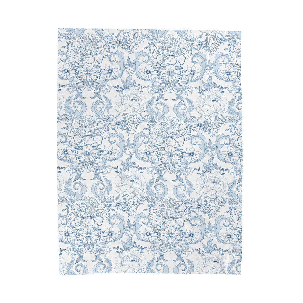 Velveteen Plush Blanket - Blue French Toile