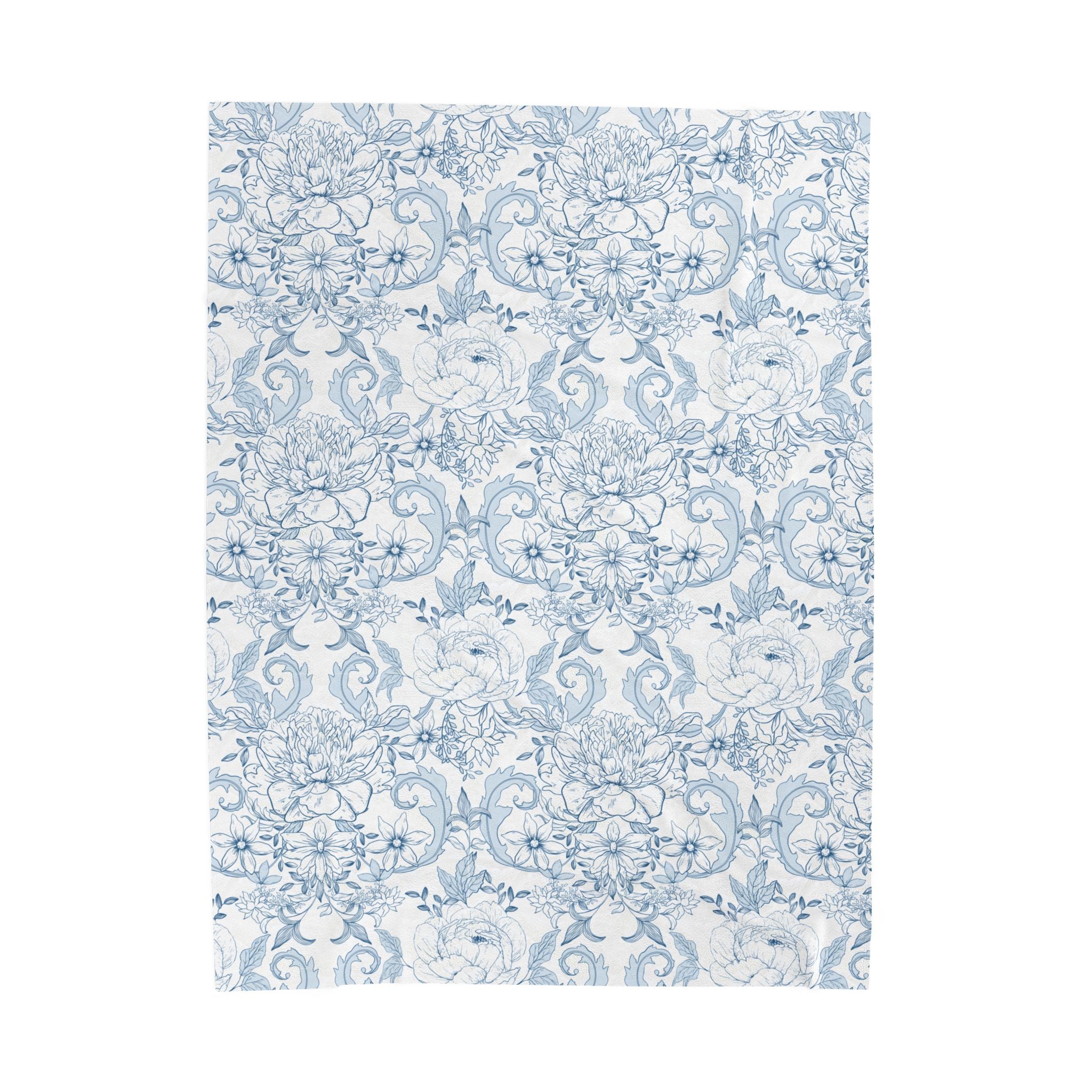 Velveteen Plush Blanket - Blue French Toile
