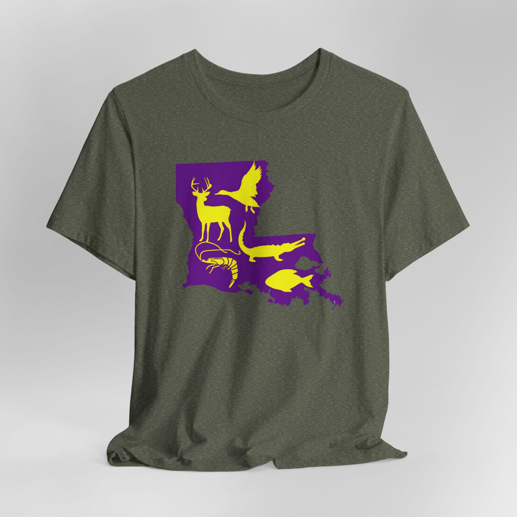 Mens Ultra Soft Jersey Short Sleeve Tee - Hunting Louisiana