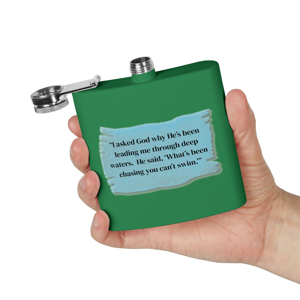 Stainless Steel Flask, 6oz - God Leading you through the deep