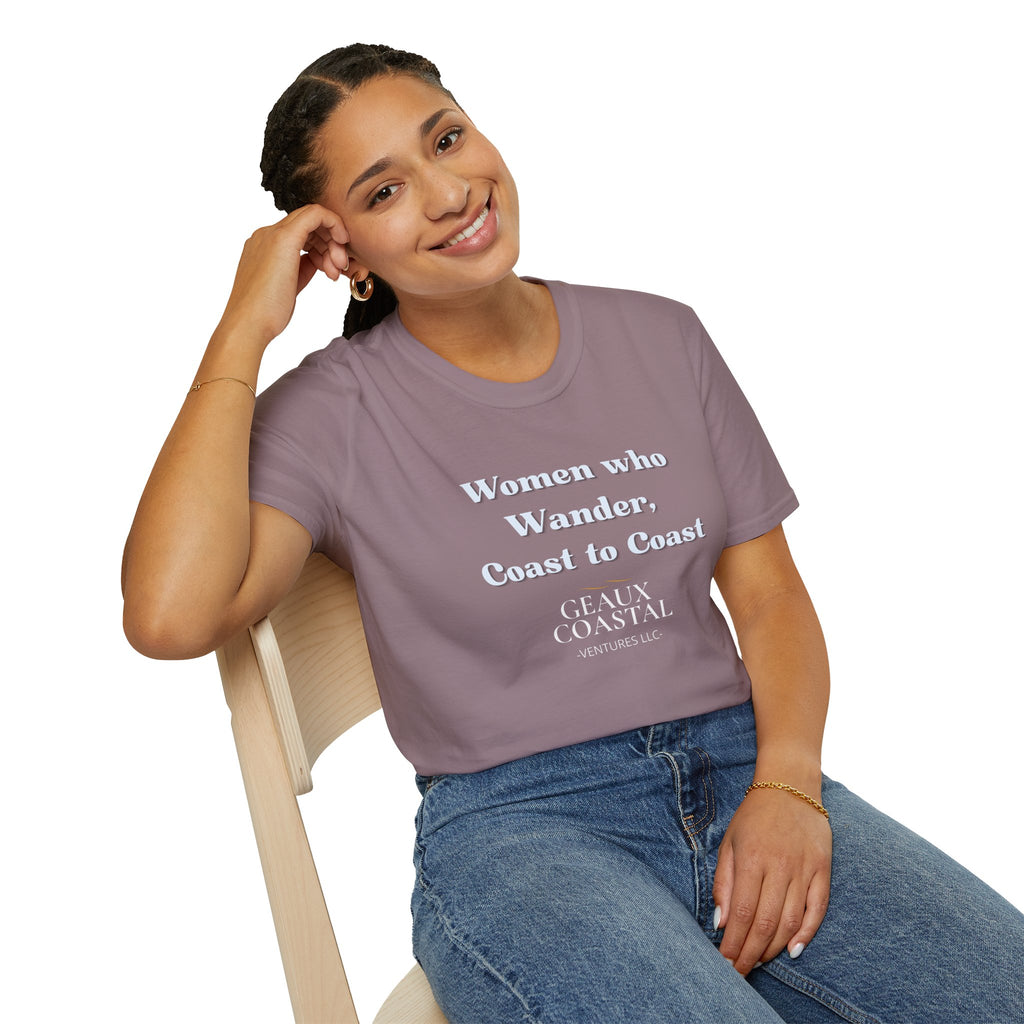 Women Soft Relaxed Tee - Women who wander coast to coast