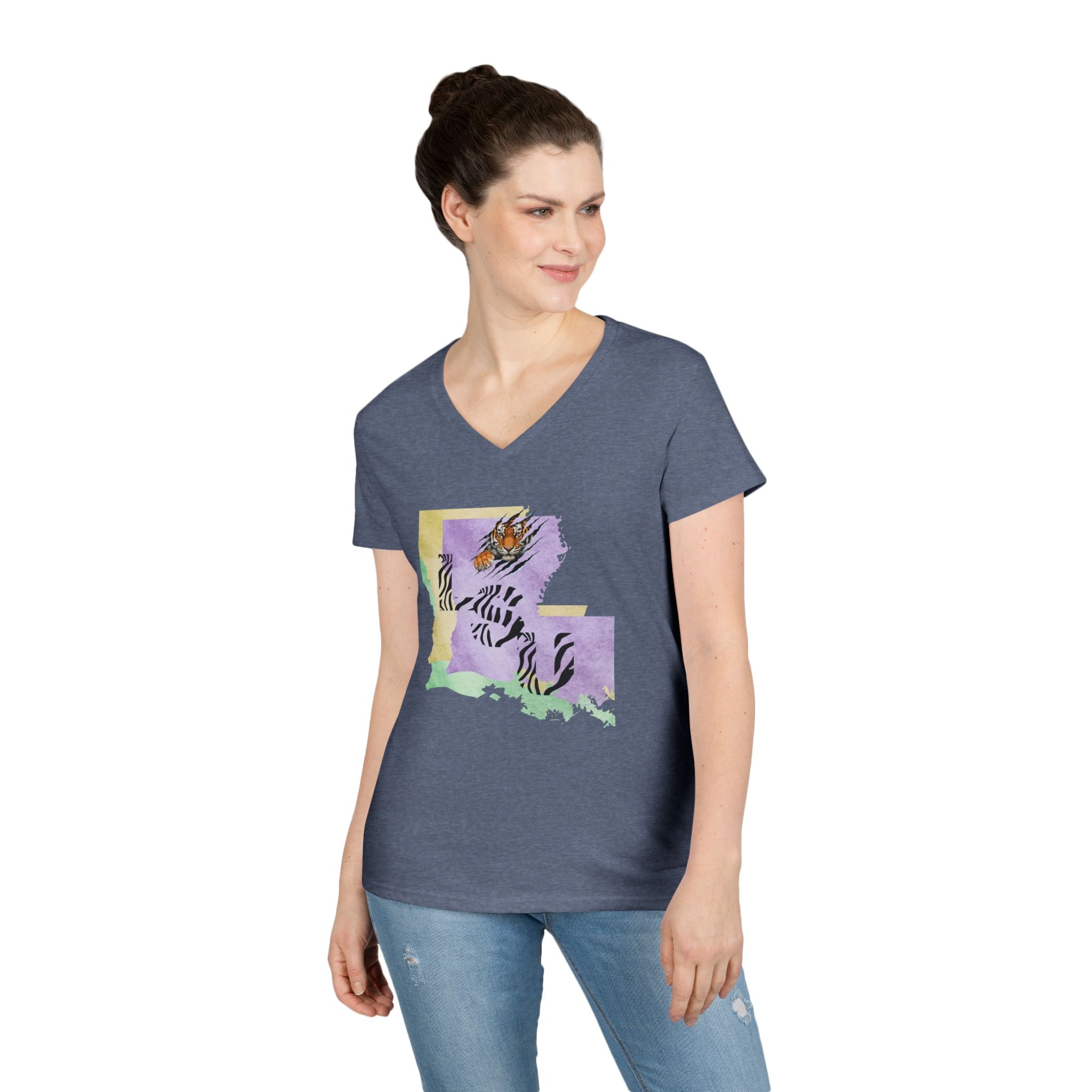 Ladies' V-Neck T-Shirt - Fitted   LSU Tigers