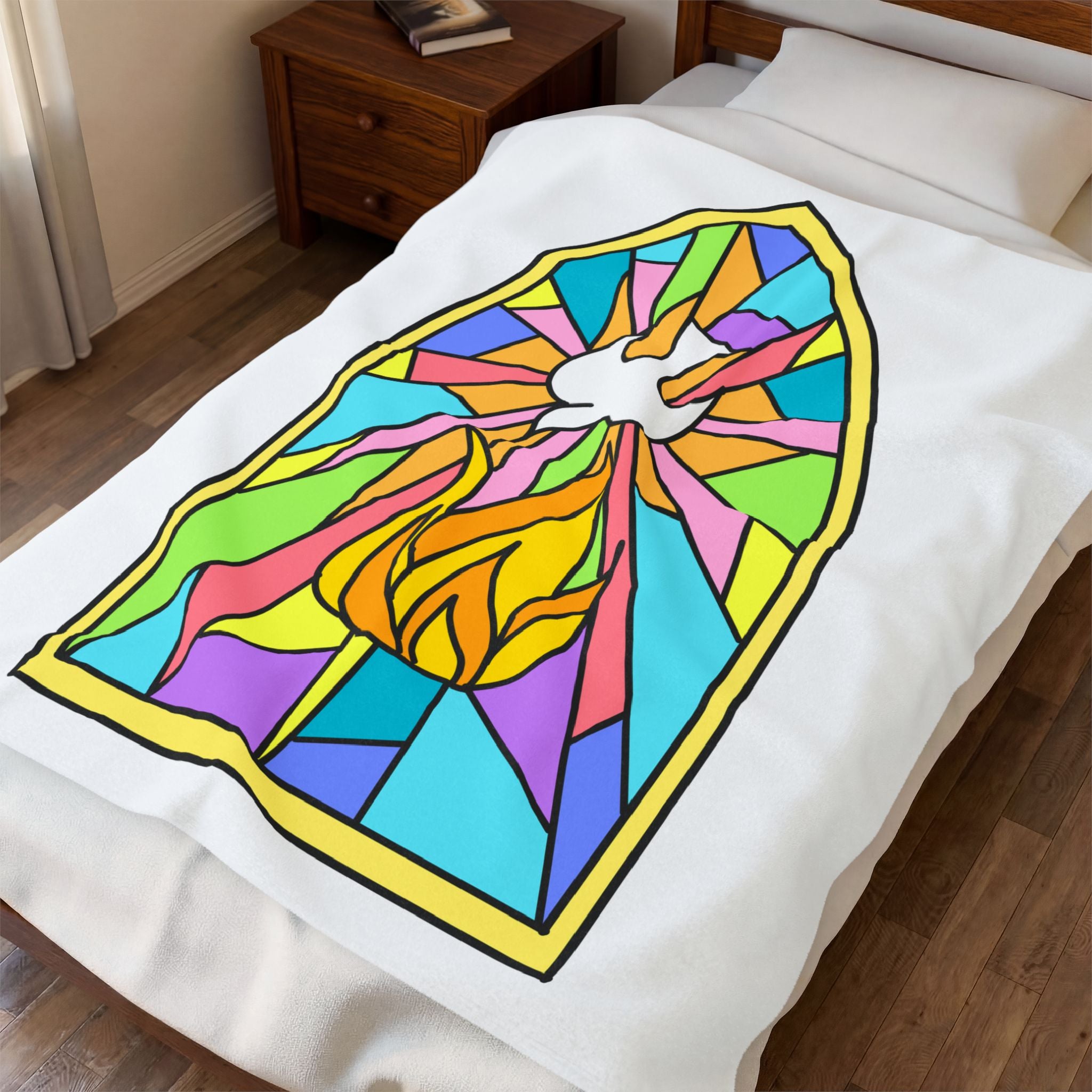 Velveteen Plush Blanket - Stained Glass Window Soft Blanket