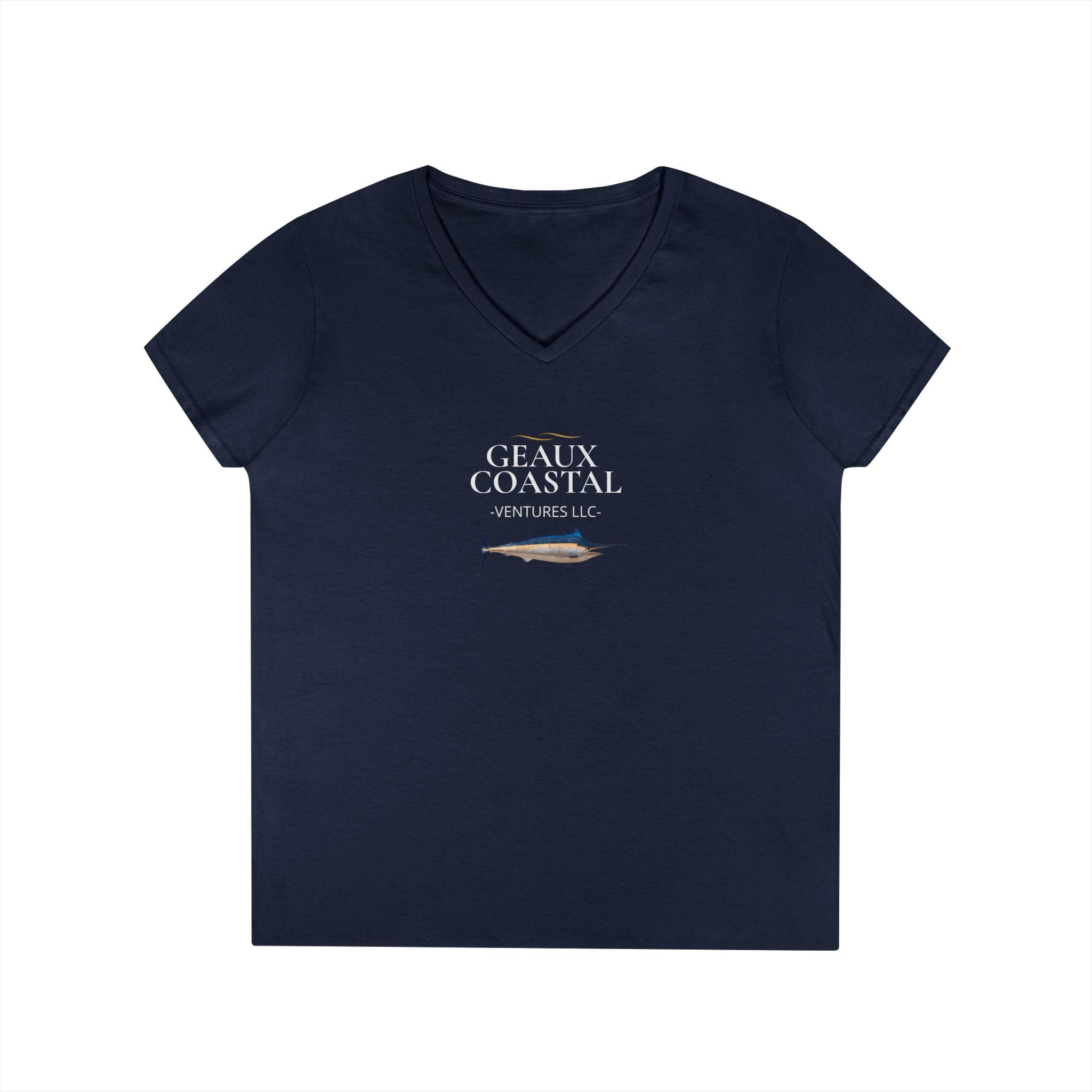 Women's V Neck Marlin Geaux Coastal Soft Tee - Slim