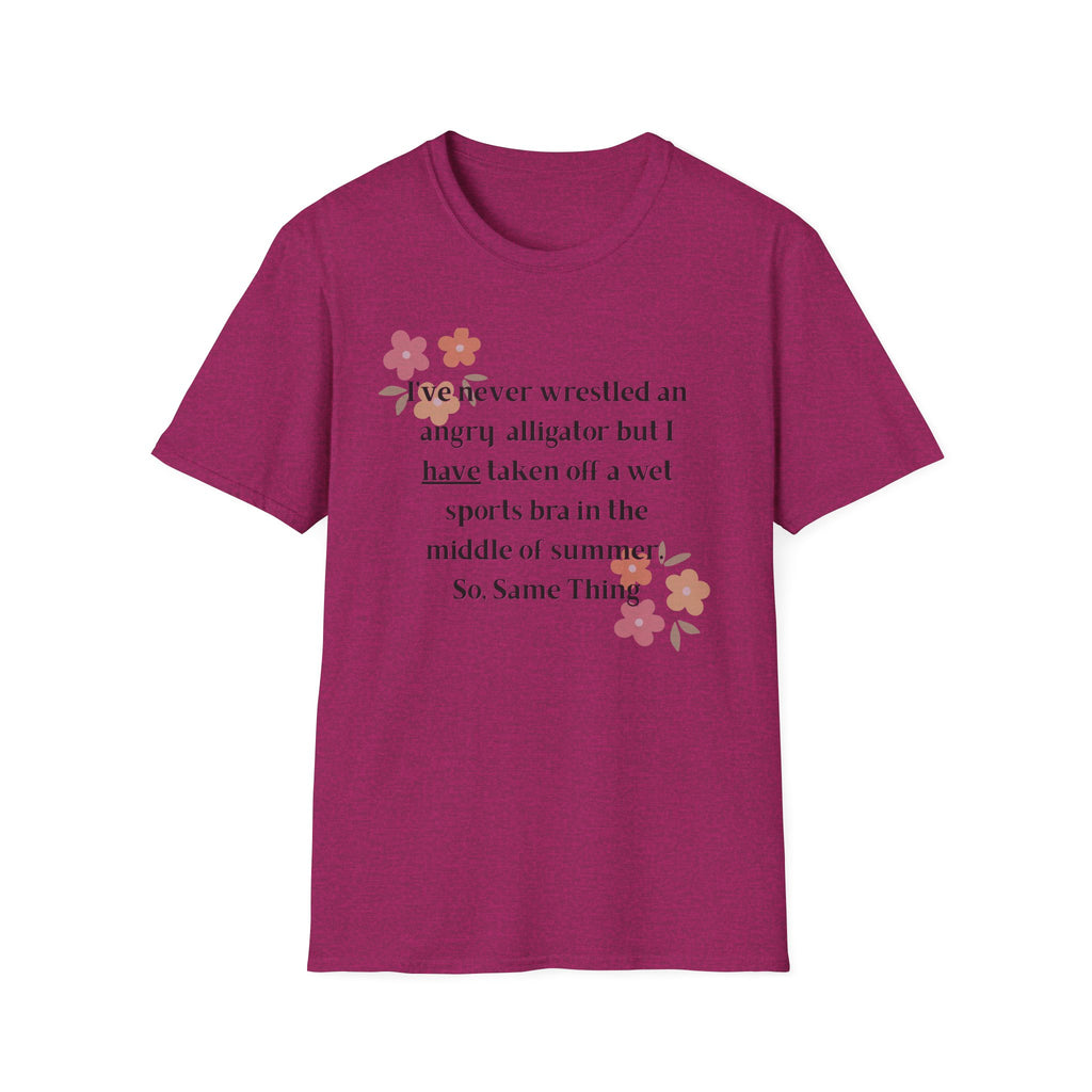 Ladies Soft Relaxed Soft T Shirt - Wrestle a alligator vs a wet bra