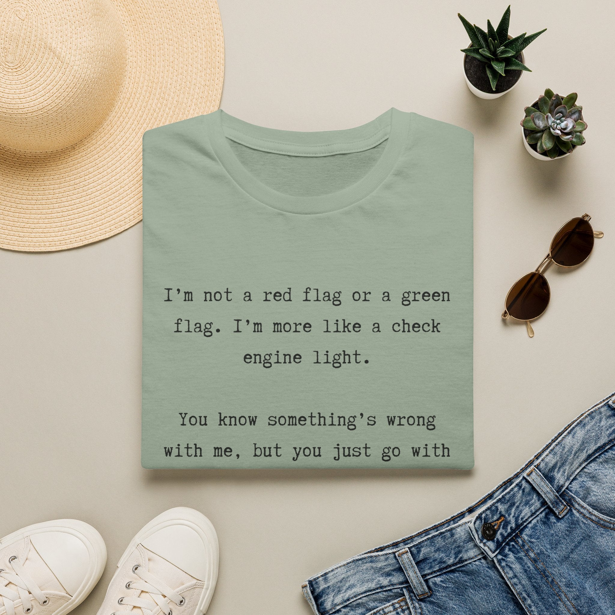 Men and Women Soft Relaxed T Shirts - Green light