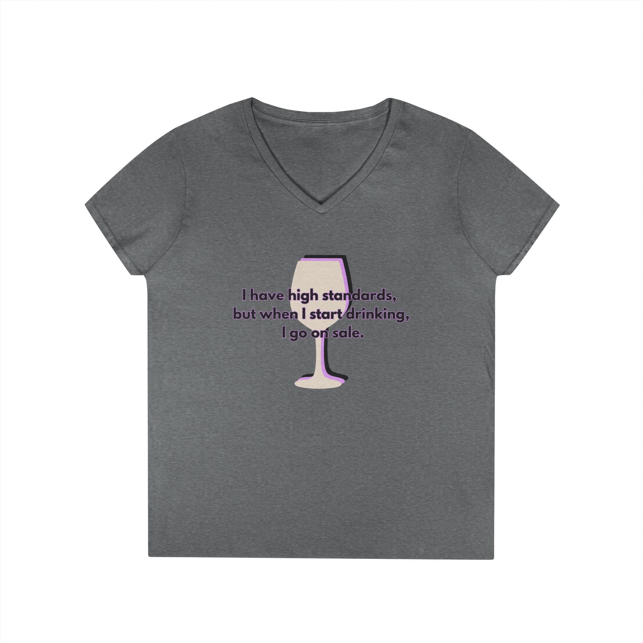 Ladies' V-Neck T-Shirt - Fitted - Wine Shirt - Going on Sale