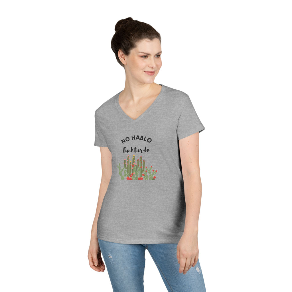 Ladies' V-Neck T-Shirt - Fitted and Fun  - No Hablo cute