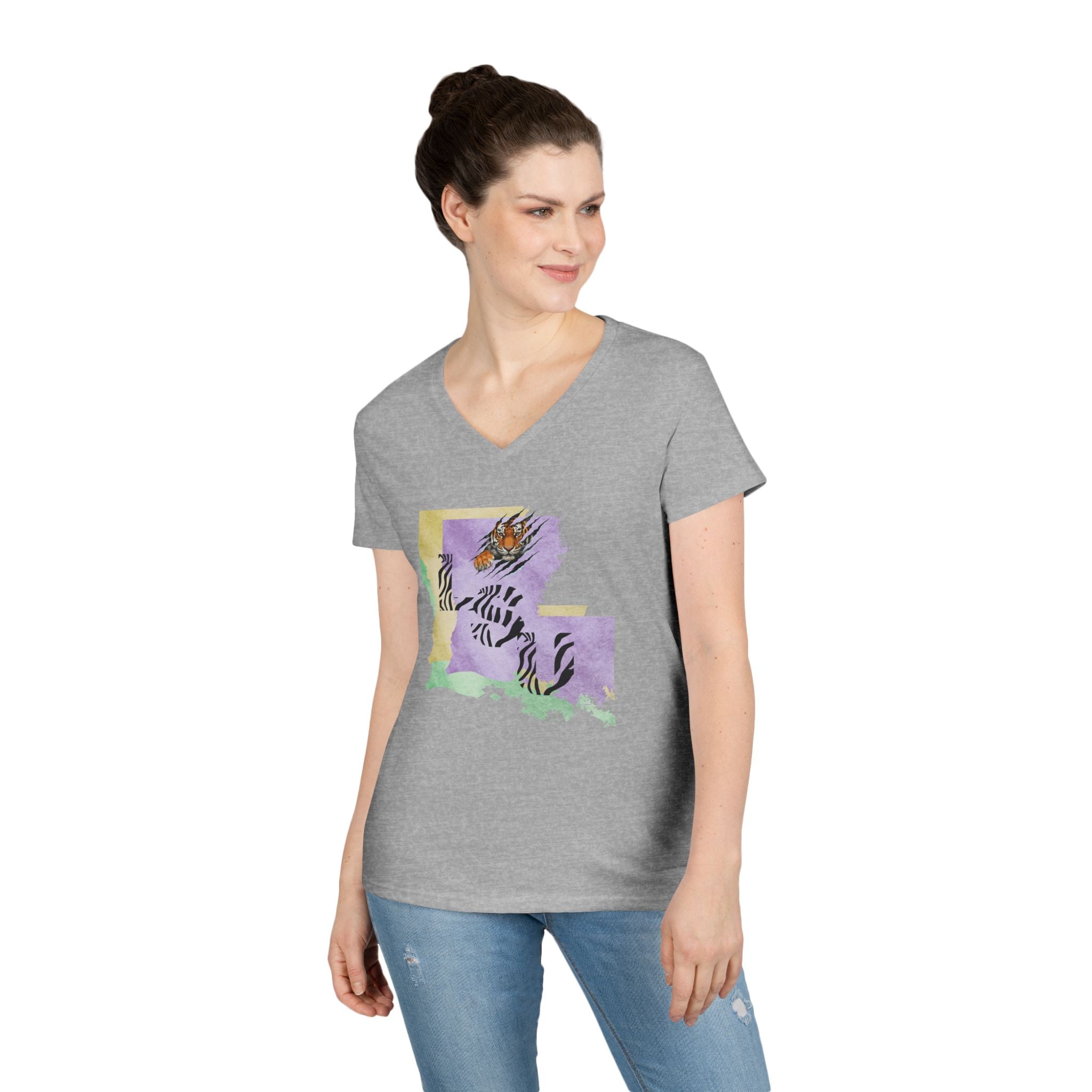 Ladies' V-Neck T-Shirt - Fitted   LSU Tigers