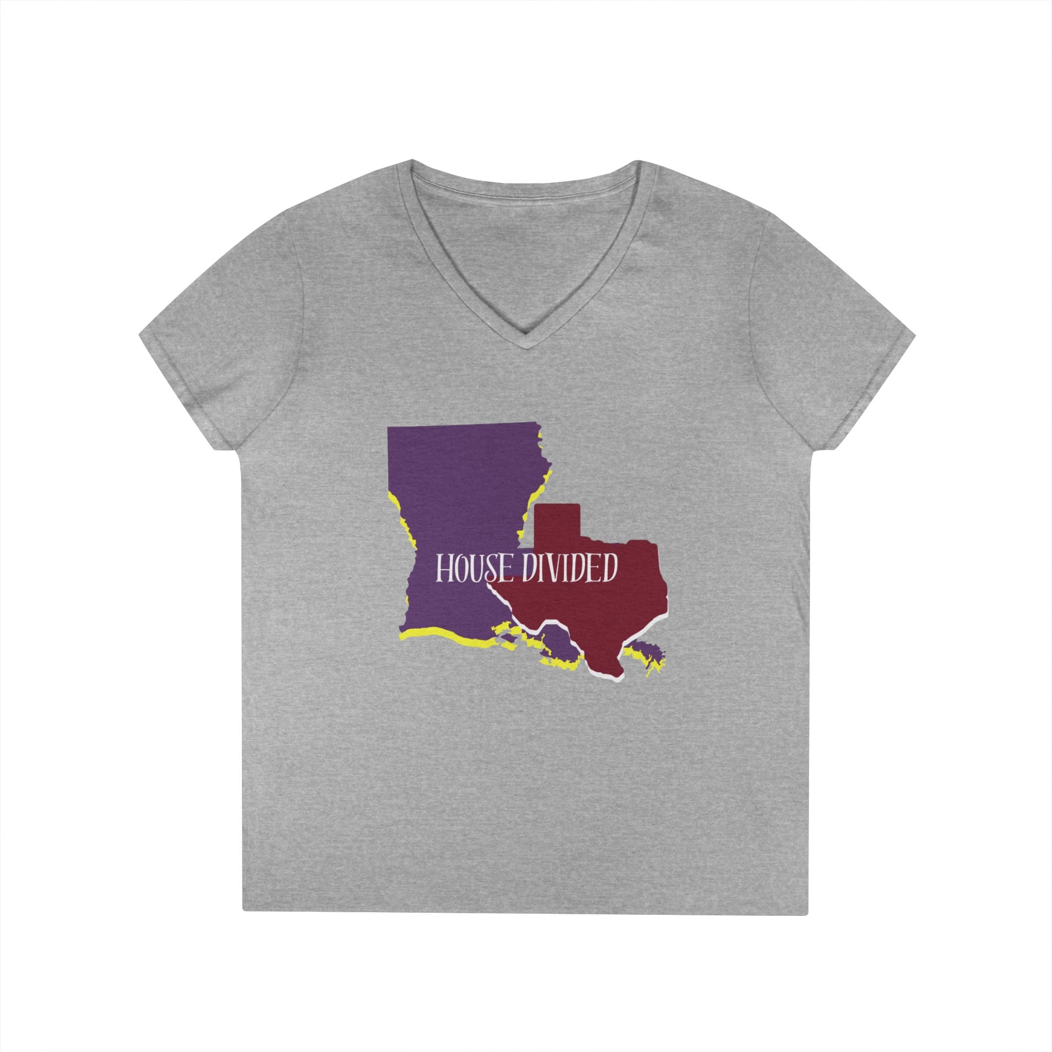 Ladies' V-Neck Tee Fitted - "Aggies" "LSU" "House Divided"