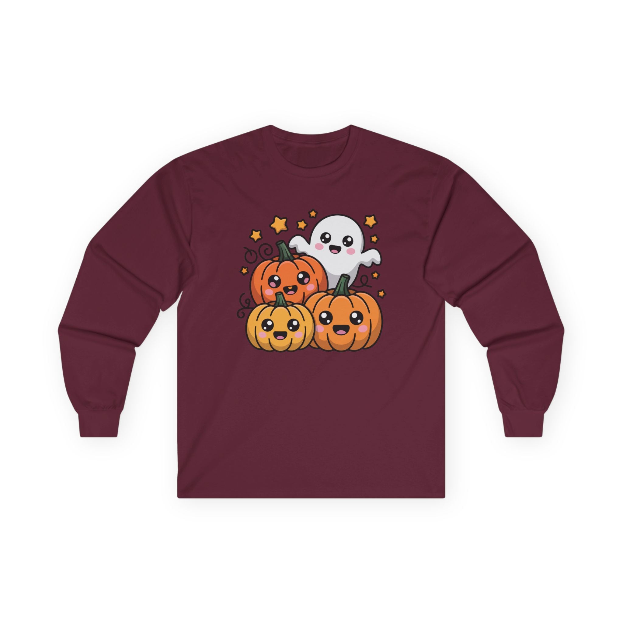 Womens Soft Relaxed Long Sleeve - Halloween Cute  - Pumpkins