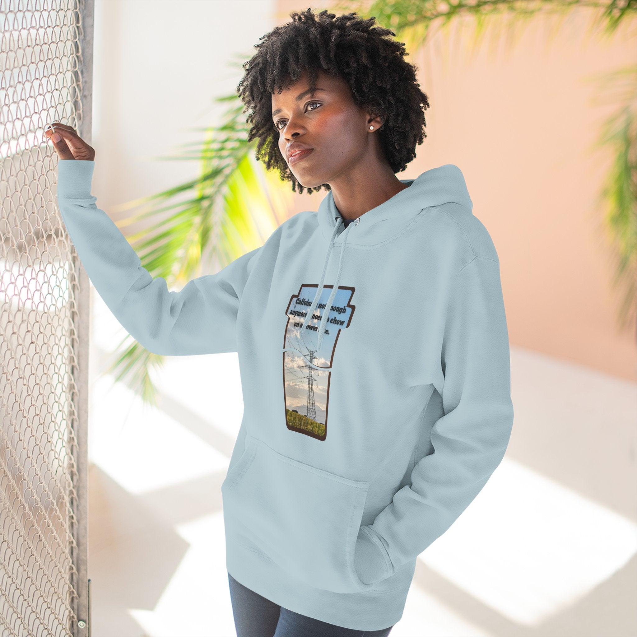 Soft Regular fit Hoodie - Men and Women - Coffee and power lines
