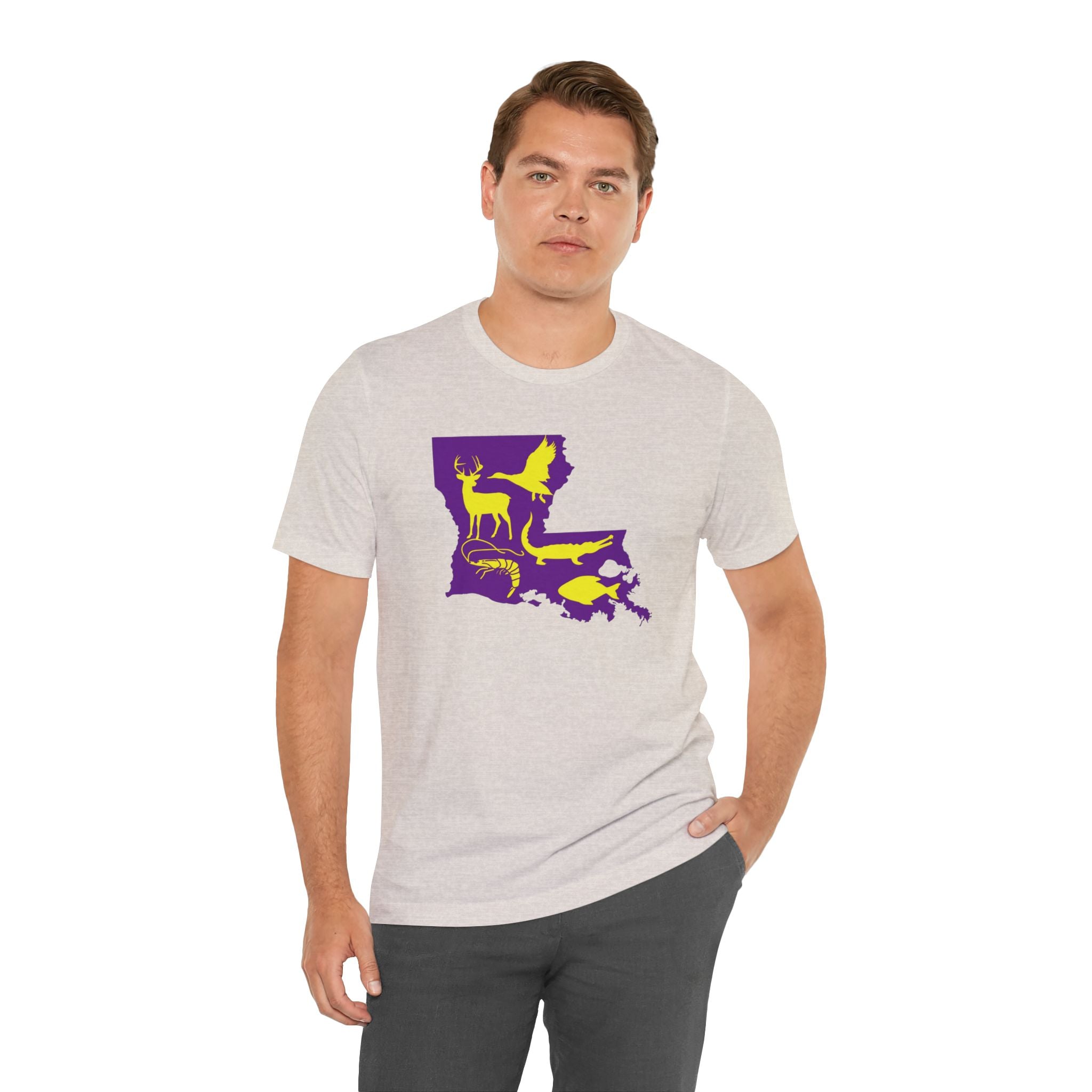 Mens Ultra Soft Jersey Short Sleeve Tee - Hunting Louisiana