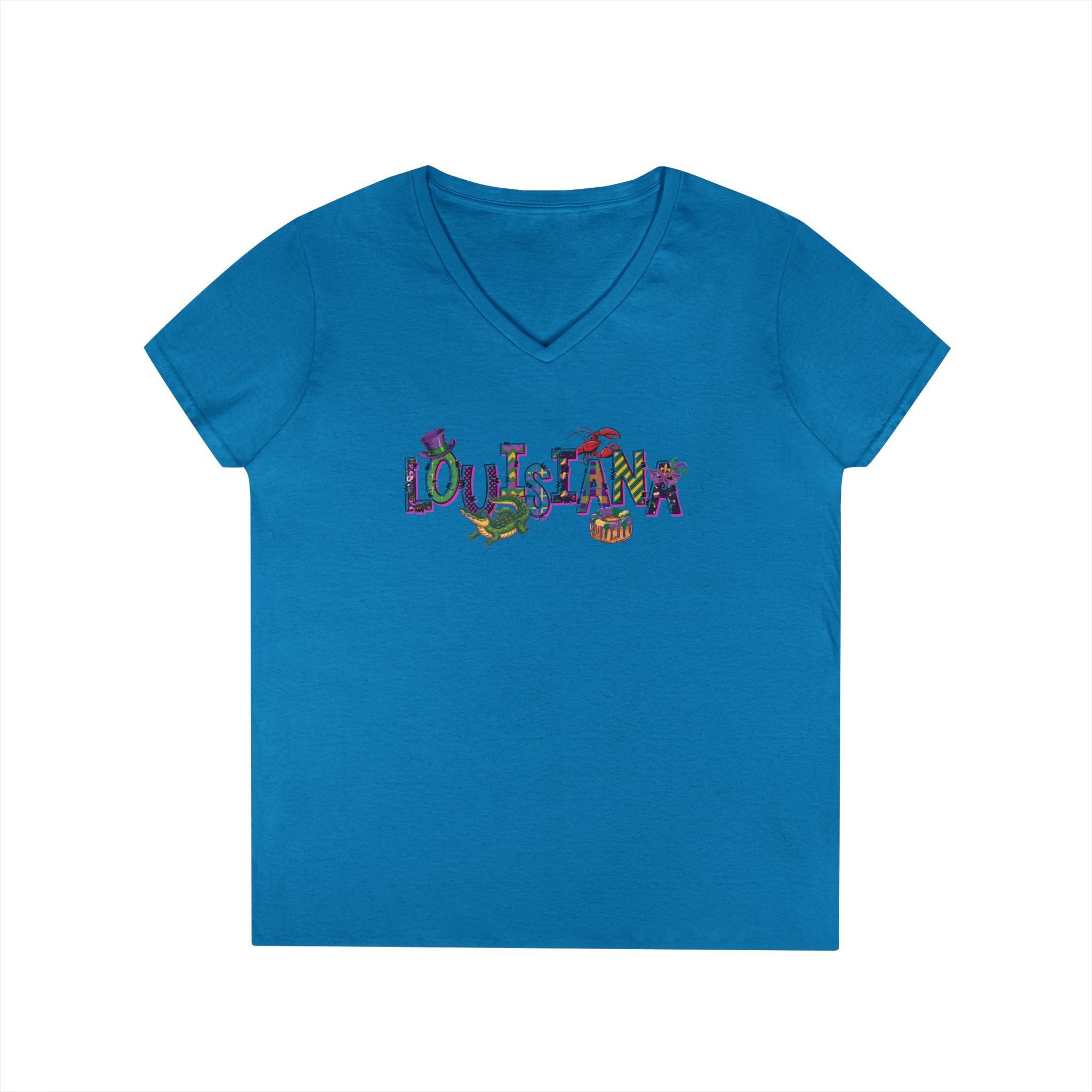 Ladies' V-Neck T-Shirt - Louisiana
