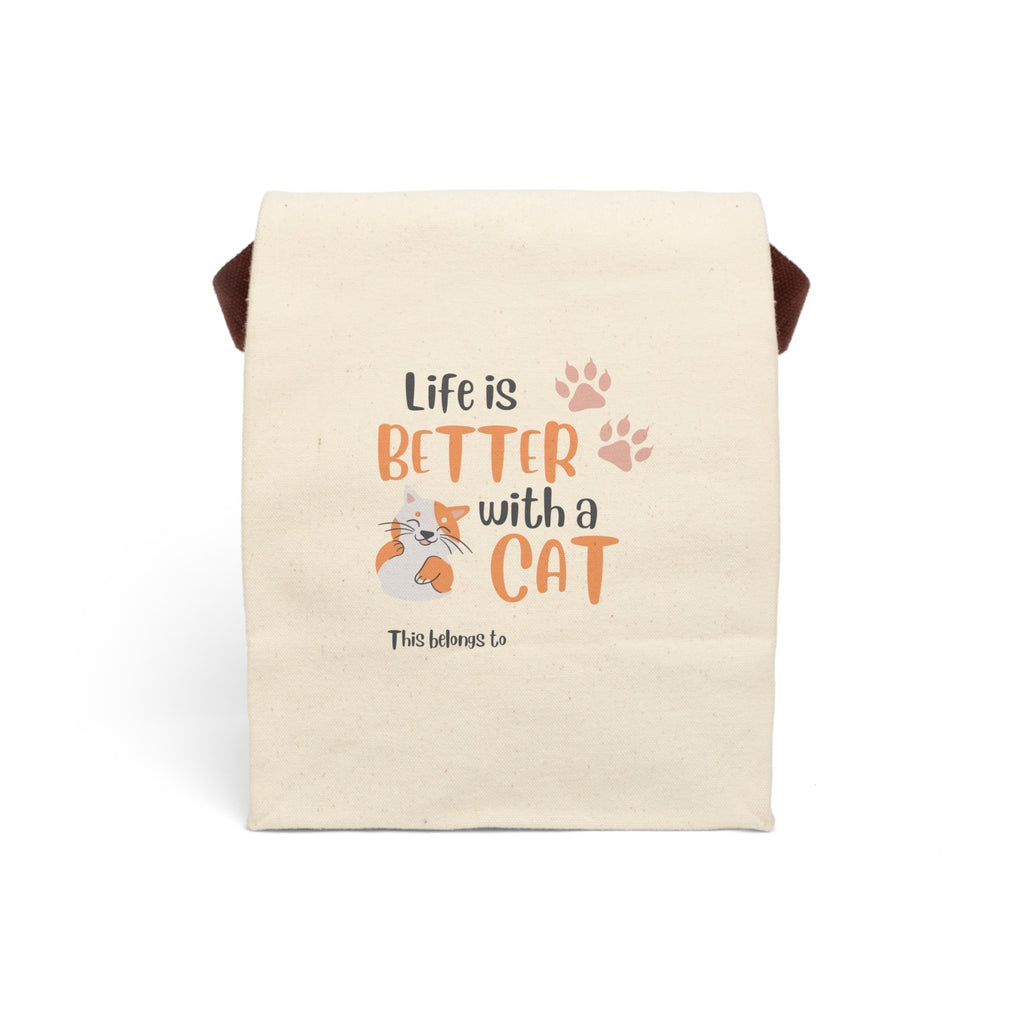 Canvas Lunch Bag With Strap - Life with a Cat