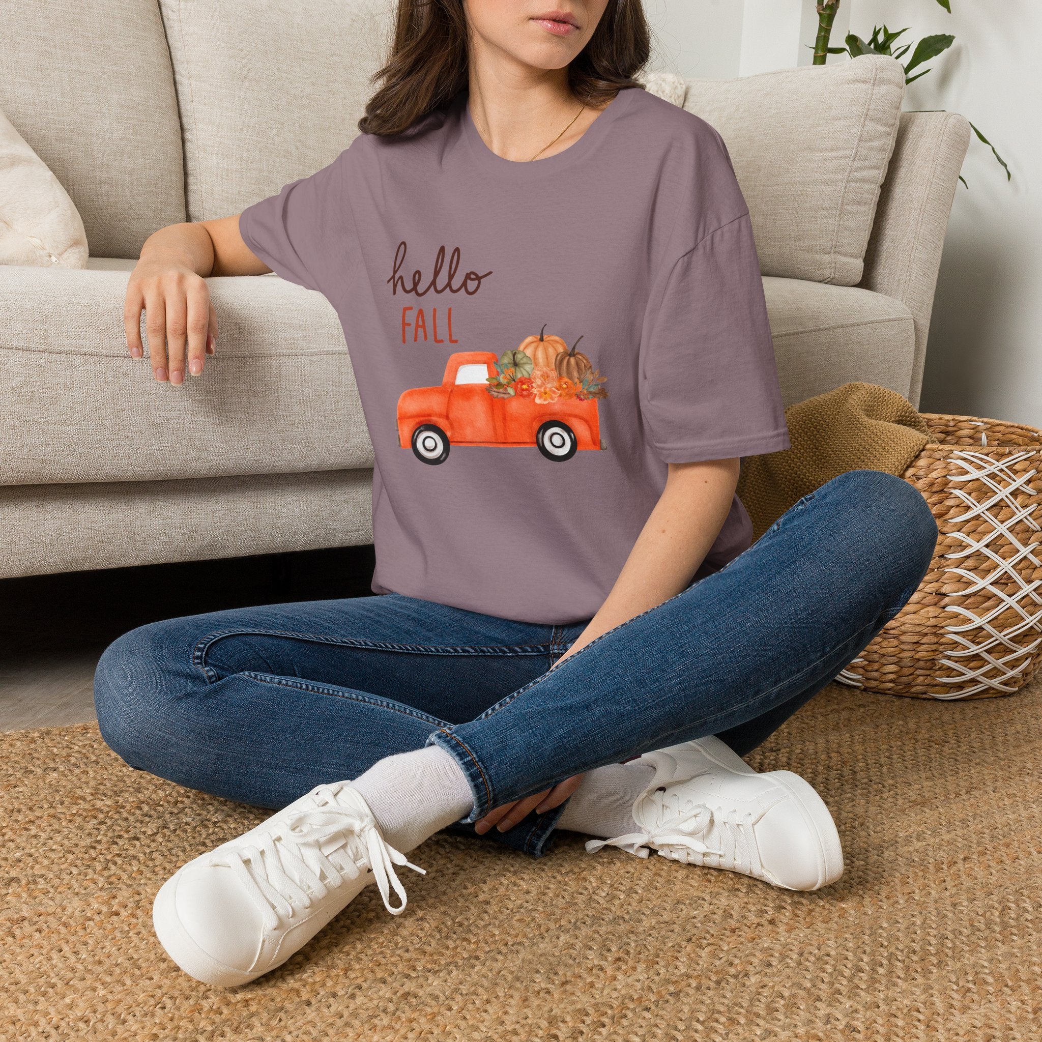 Woman Soft Relaxed Tee -  Hello Fall - Cute - Truck