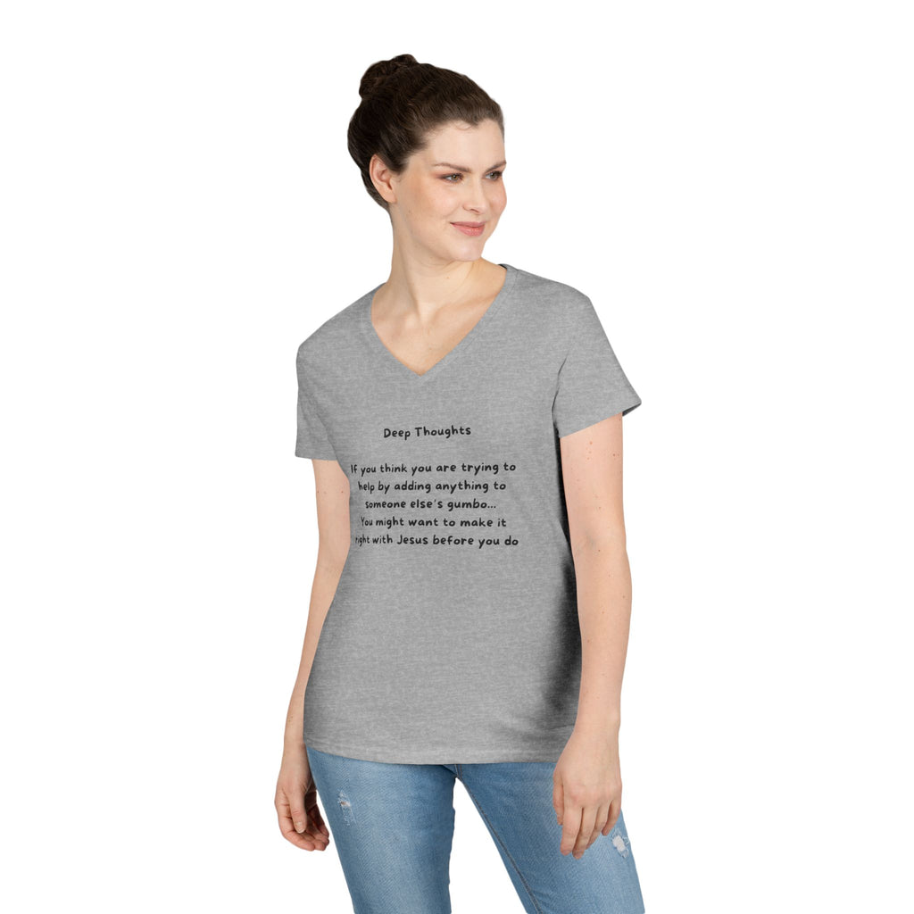 Ladies' V-Neck  Fitted Slim Tee - "Gumbo"
