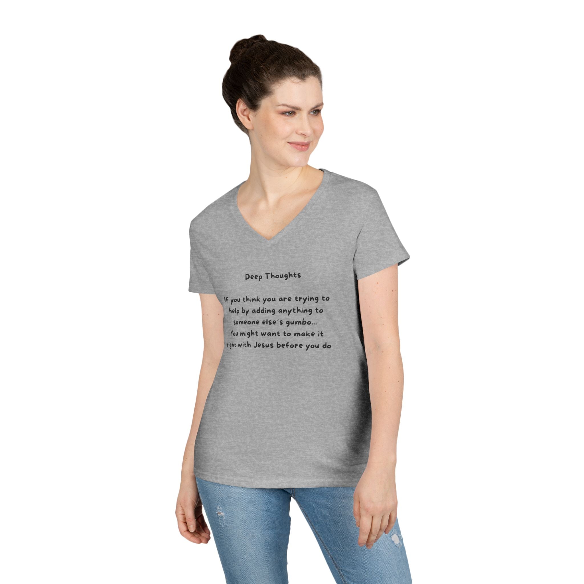 Ladies' V-Neck  Fitted Slim Tee - "Gumbo"