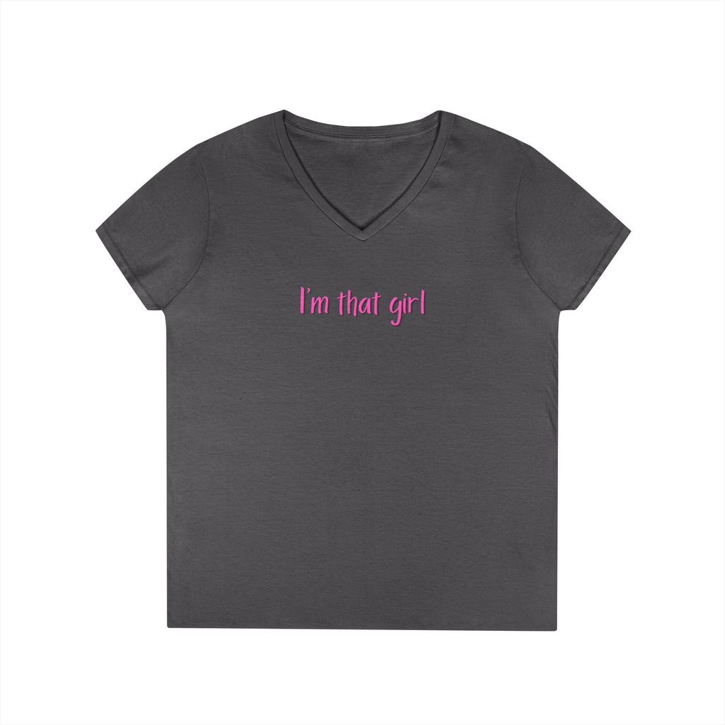 Ladies' V-Neck  Fitted T-Shirt - I'm that girl