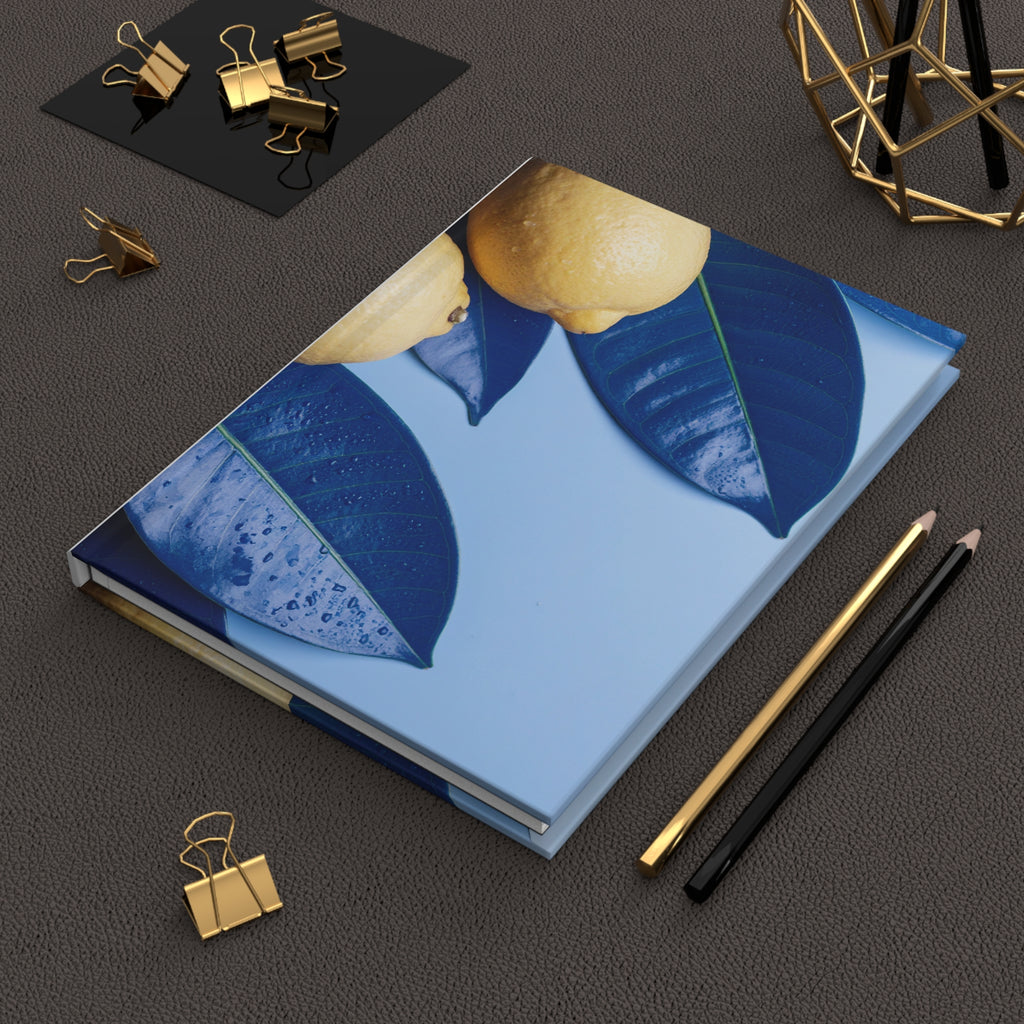 Hardcover Journal Matte Blue Lemons