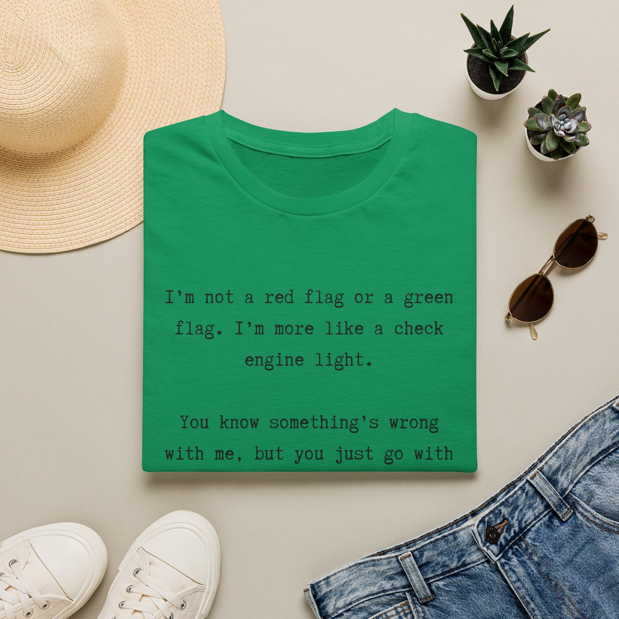 Men and Women Soft Relaxed T Shirts - Green light