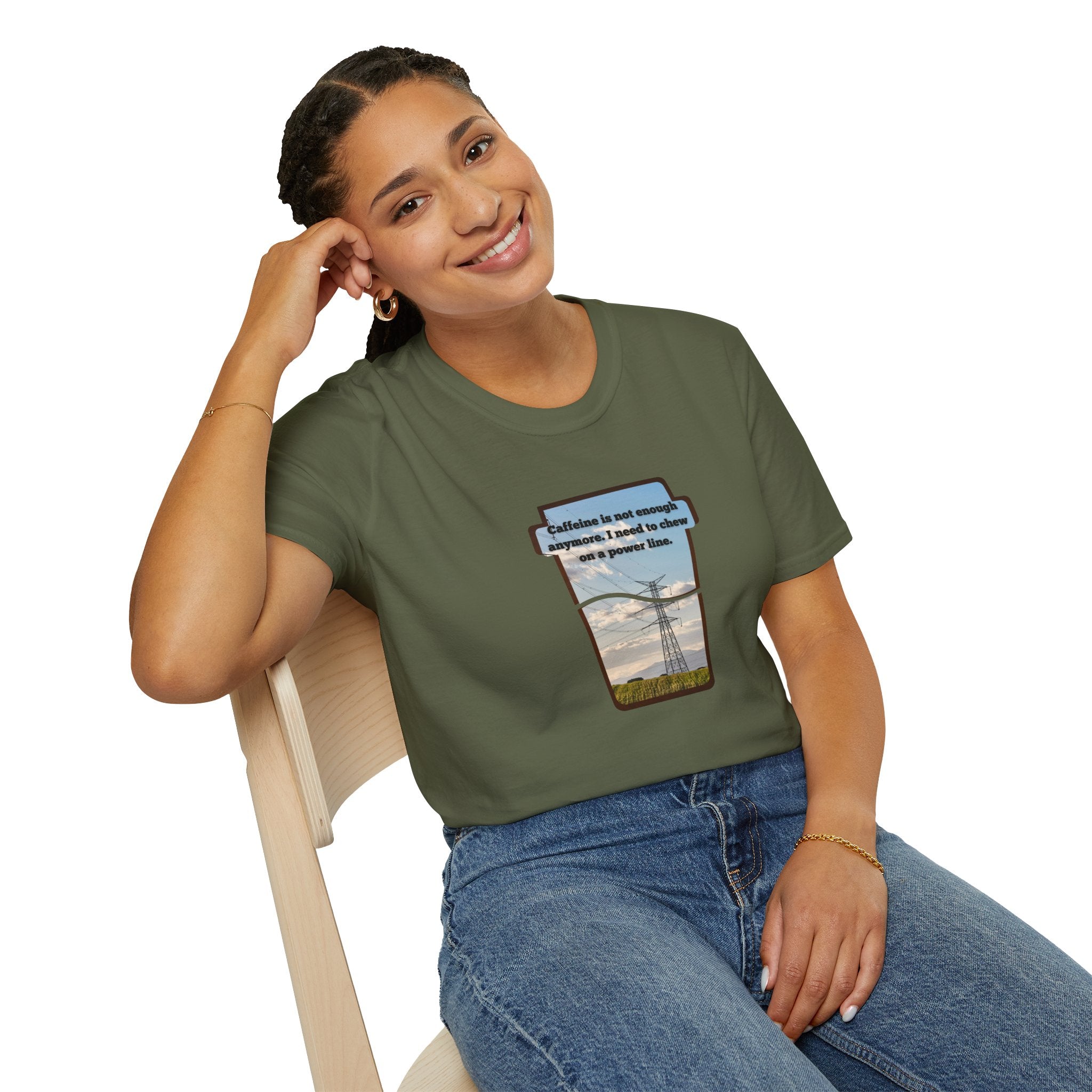 Relaxed Soft T Shirt - Men and Women - Chew on a power line