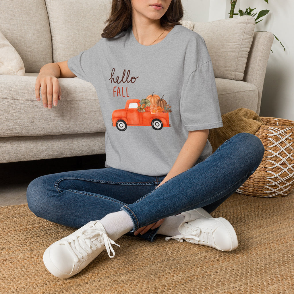 Woman Soft Relaxed Tee -  Hello Fall - Cute - Truck