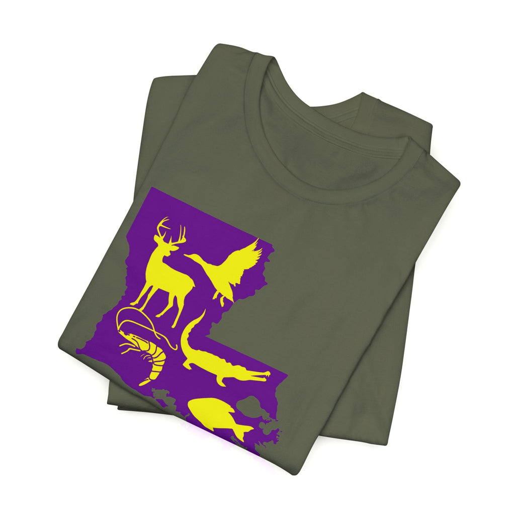 Mens Ultra Soft Jersey Short Sleeve Tee - Hunting Louisiana