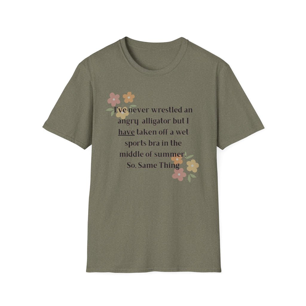 Ladies Soft Relaxed Soft T Shirt - Wrestle a alligator vs a wet bra