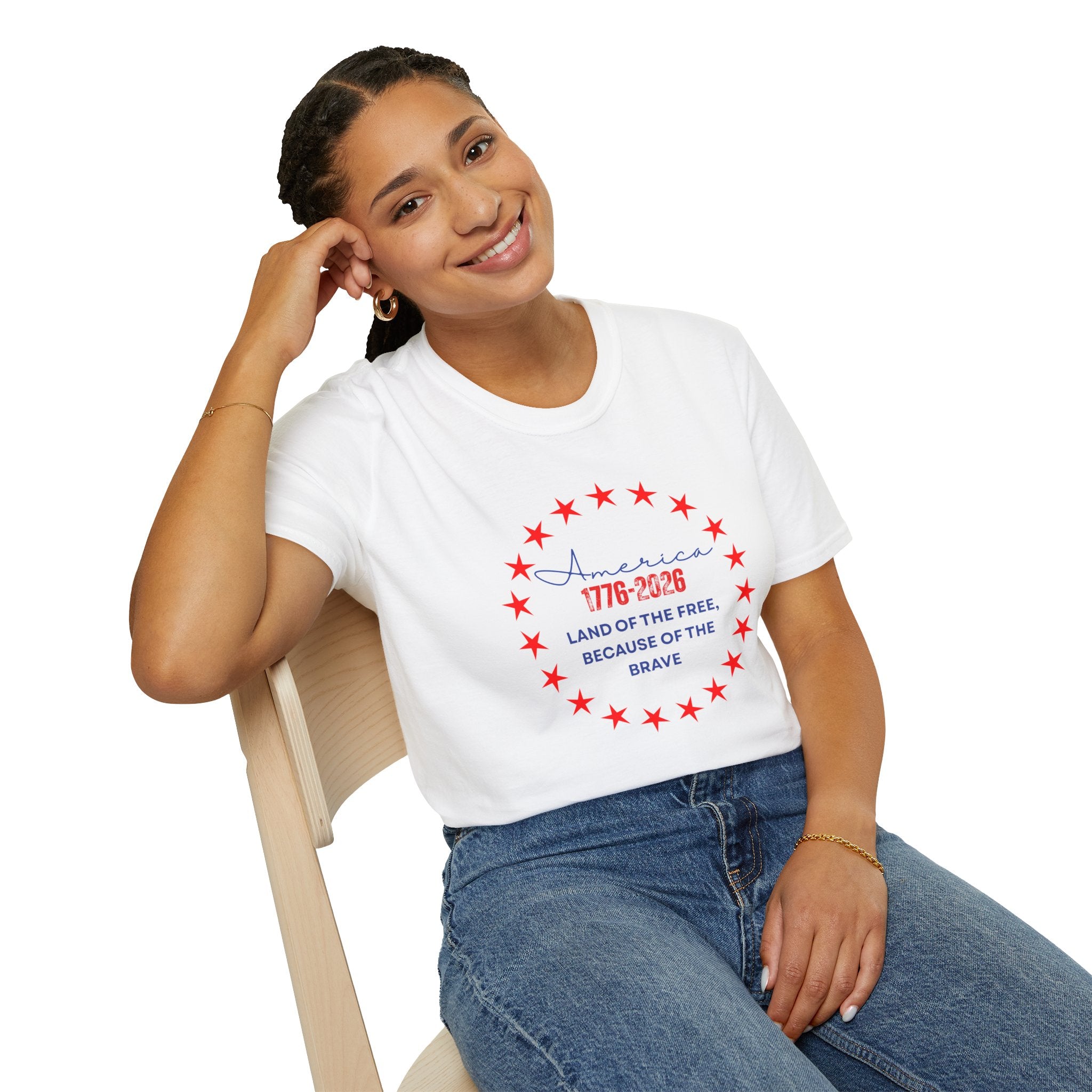 Relaxed Soft Tee- Men and Women - Home of the Free because of the brave