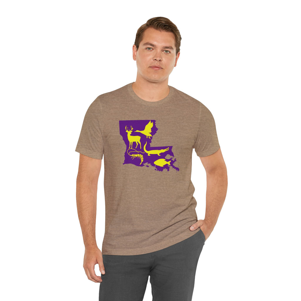 Mens Ultra Soft Jersey Short Sleeve Tee - Hunting Louisiana