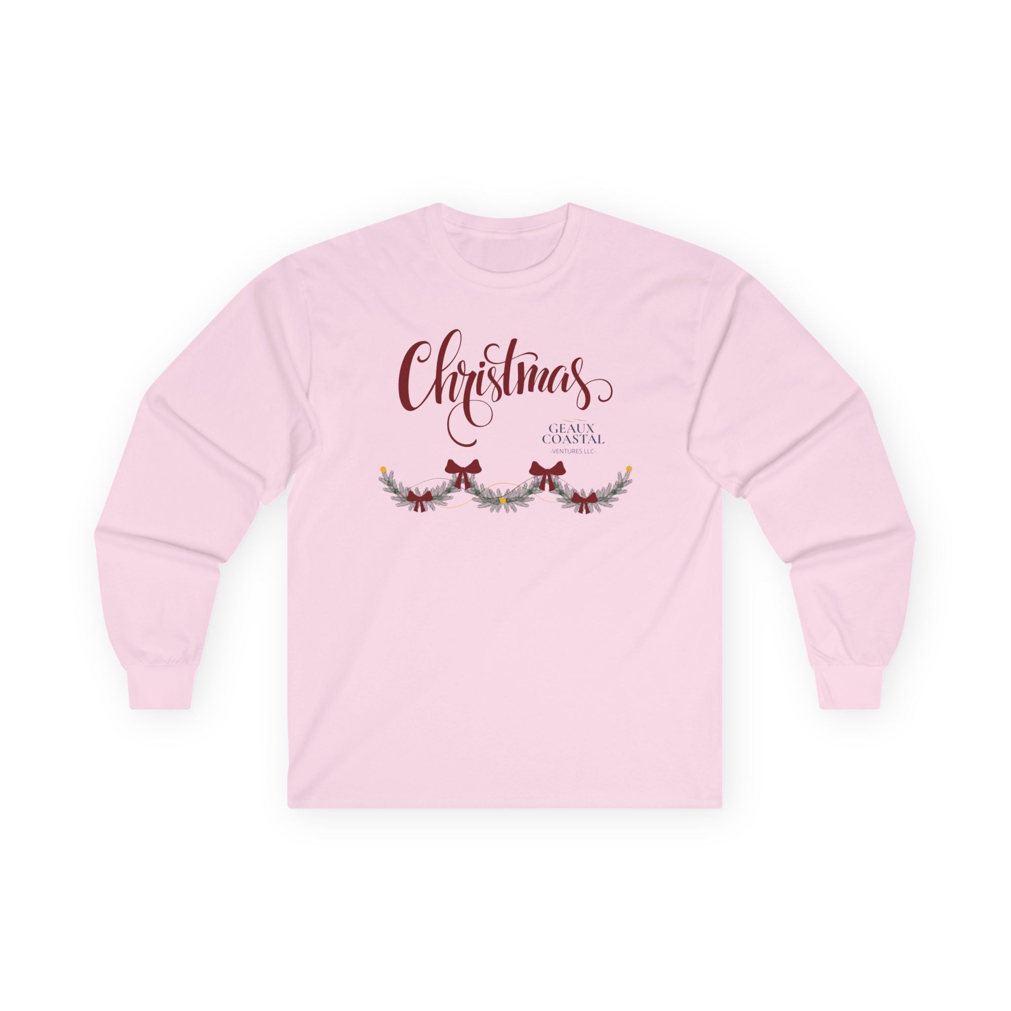 Ladies Ultra Cotton Long Sleeve Tee - Christmas (Maroon) Regular Fit