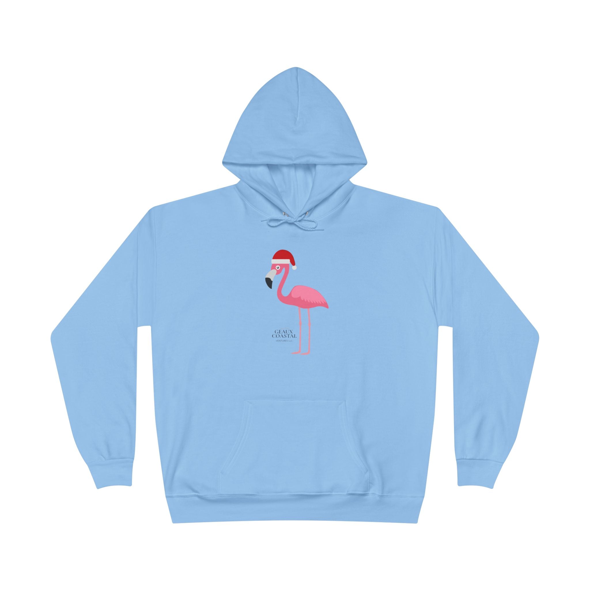Ladies Hoodie Sweatshirt - Flamingo Cute Santa Christmas - Regular Fit